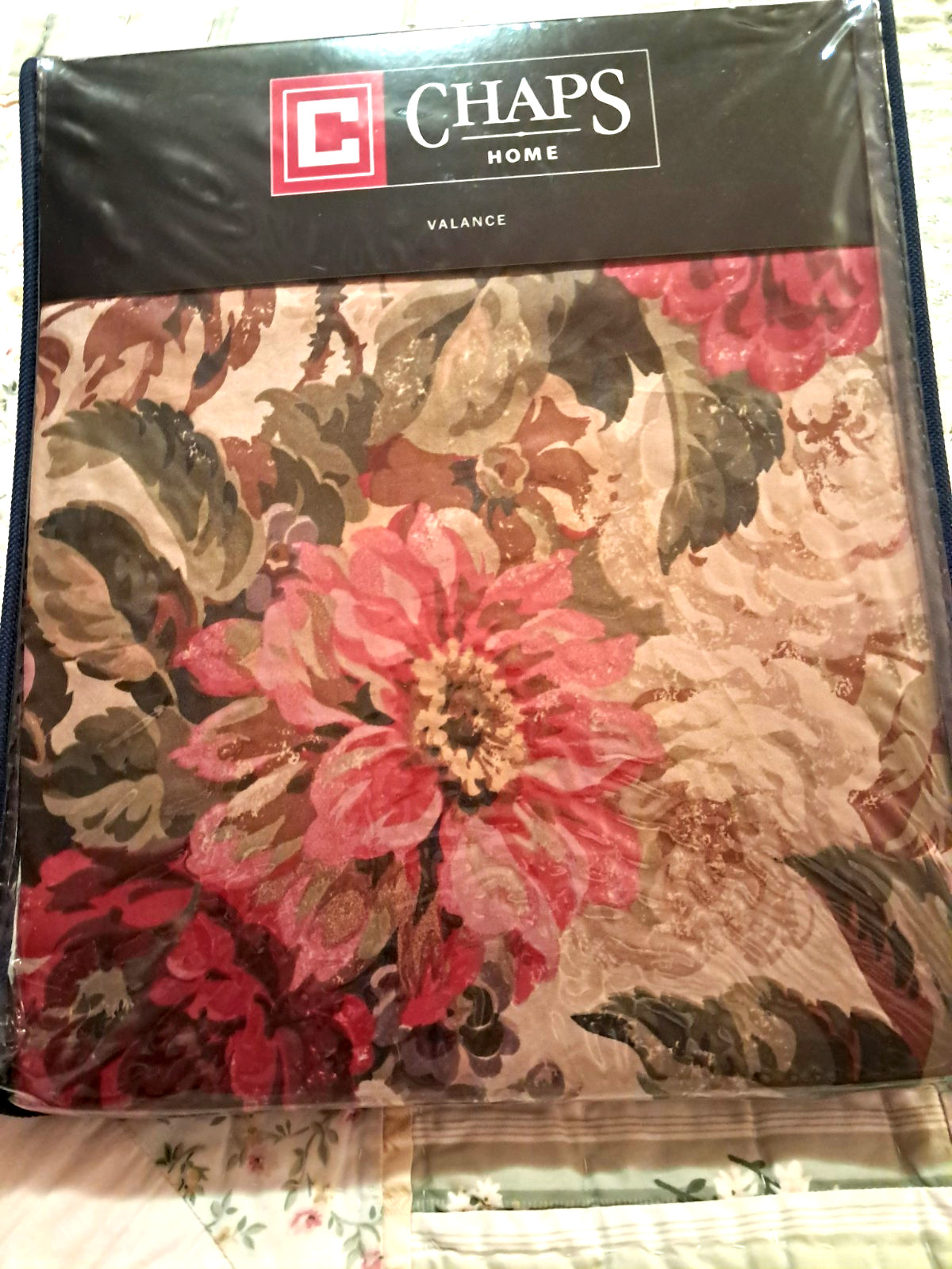 NEW CHAPS RALPH LAUREN ROSEMONT VALANCE – 80″ x 17″ – GREEN EDGE DETAILING