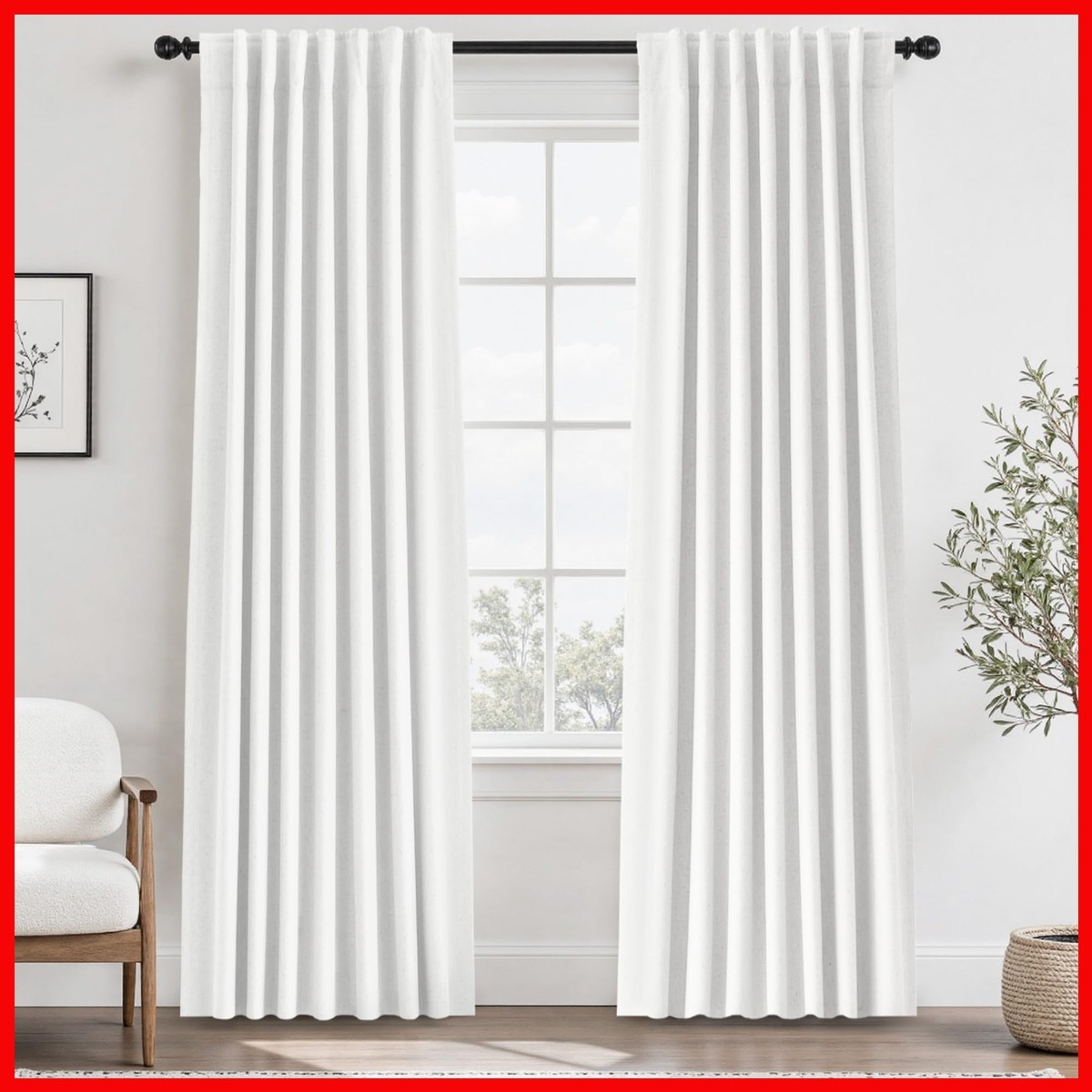 UHITECH Beige Linen Blackout Curtains 84L 2 Panels 52W x 84L for Living Room