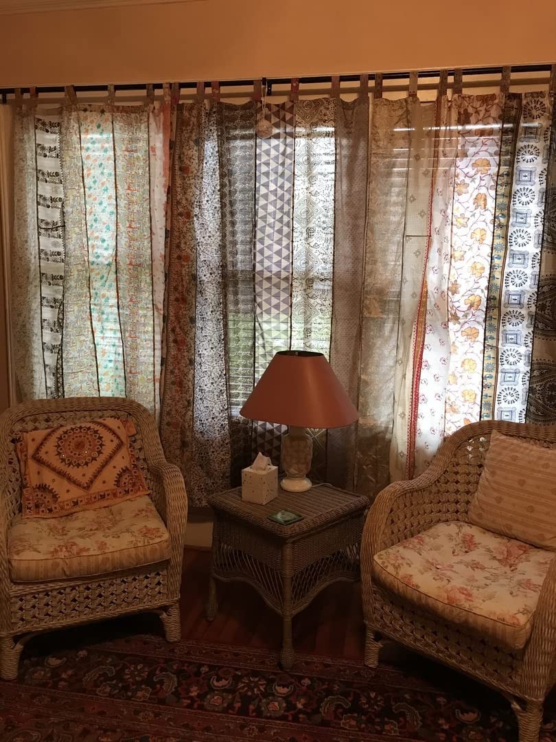 Rajbhoomi Assorted Sari Colorful Curtains Light-Filtering – Boho Curtains, Be…