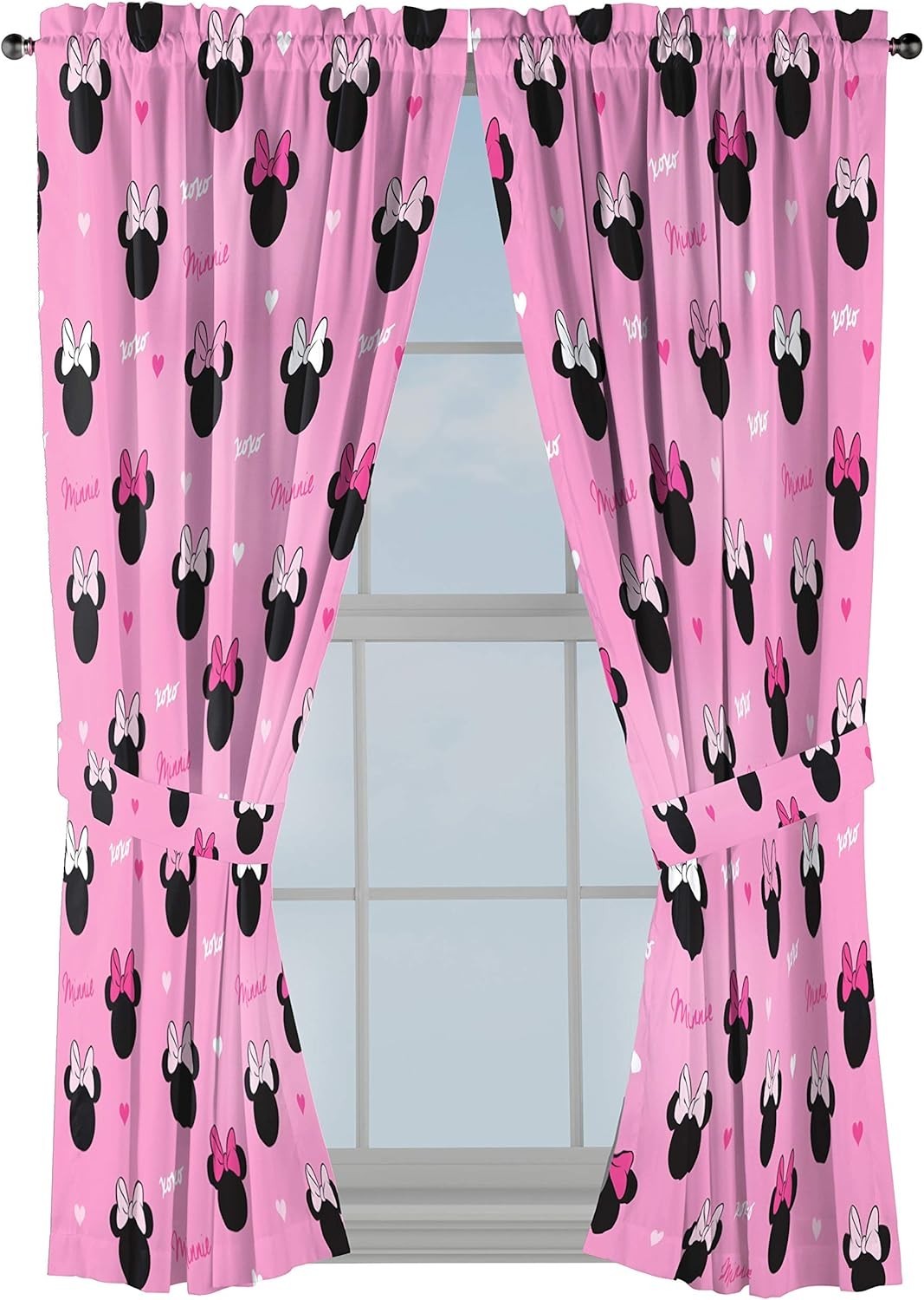 Charming 63″ Minnie Mouse Drapes with Tiebacks – Lightweight and Fade Resistant