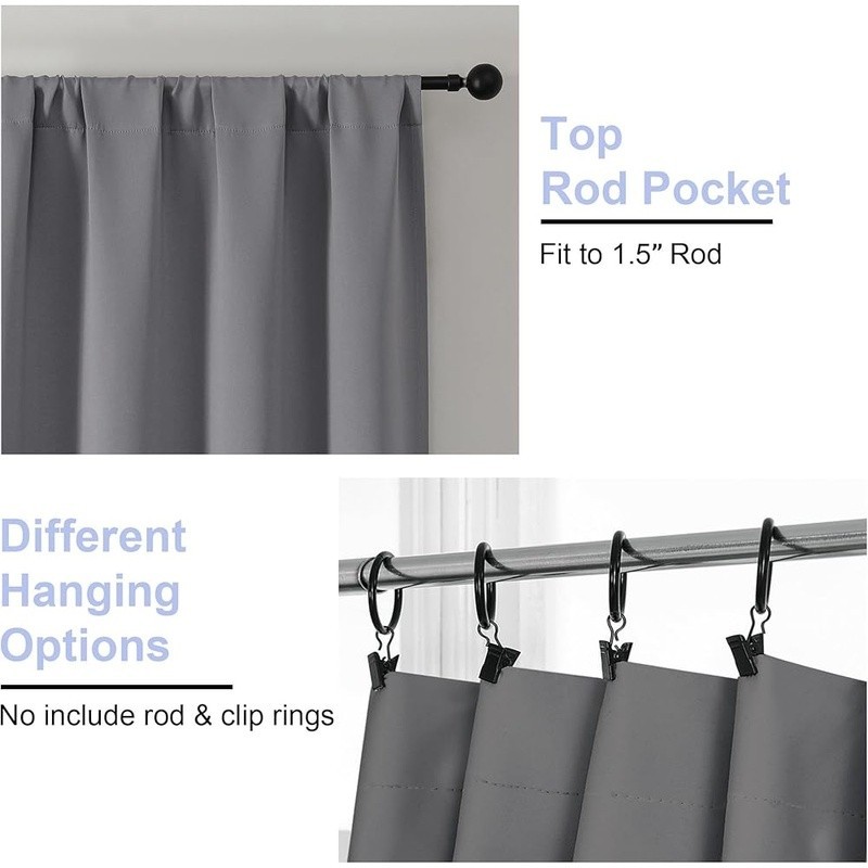Insulated Blackout Curtains 2 Panels Room Darkening Energy Saving Privacy New