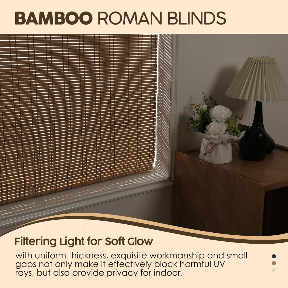 Cordless Roman Shades, Light Filtering Shades Blinds Window Treatment Roll Up…