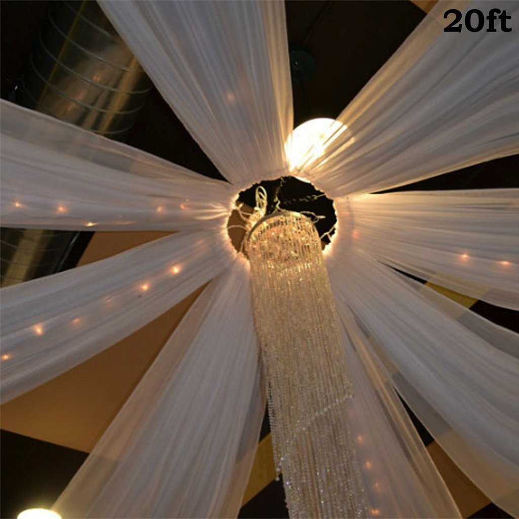 White 10 x 20 ft Professional Sheer CEILING CURTAIN Drapes Party Decorations