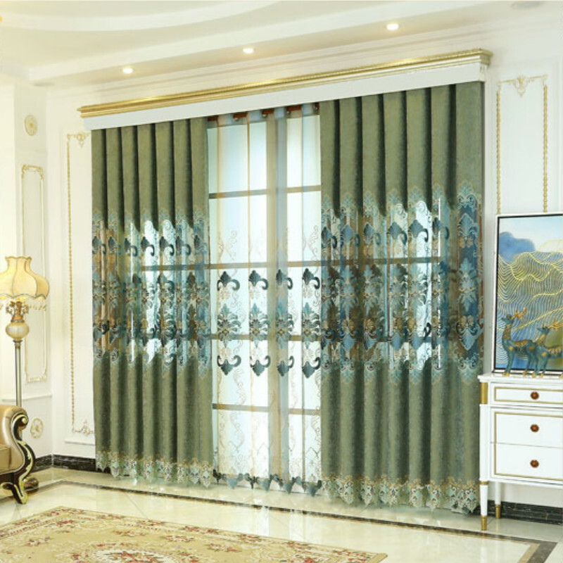 Blackout Chenille Curtain Water Soluble Embroidery Tulle Window Drape Modern New