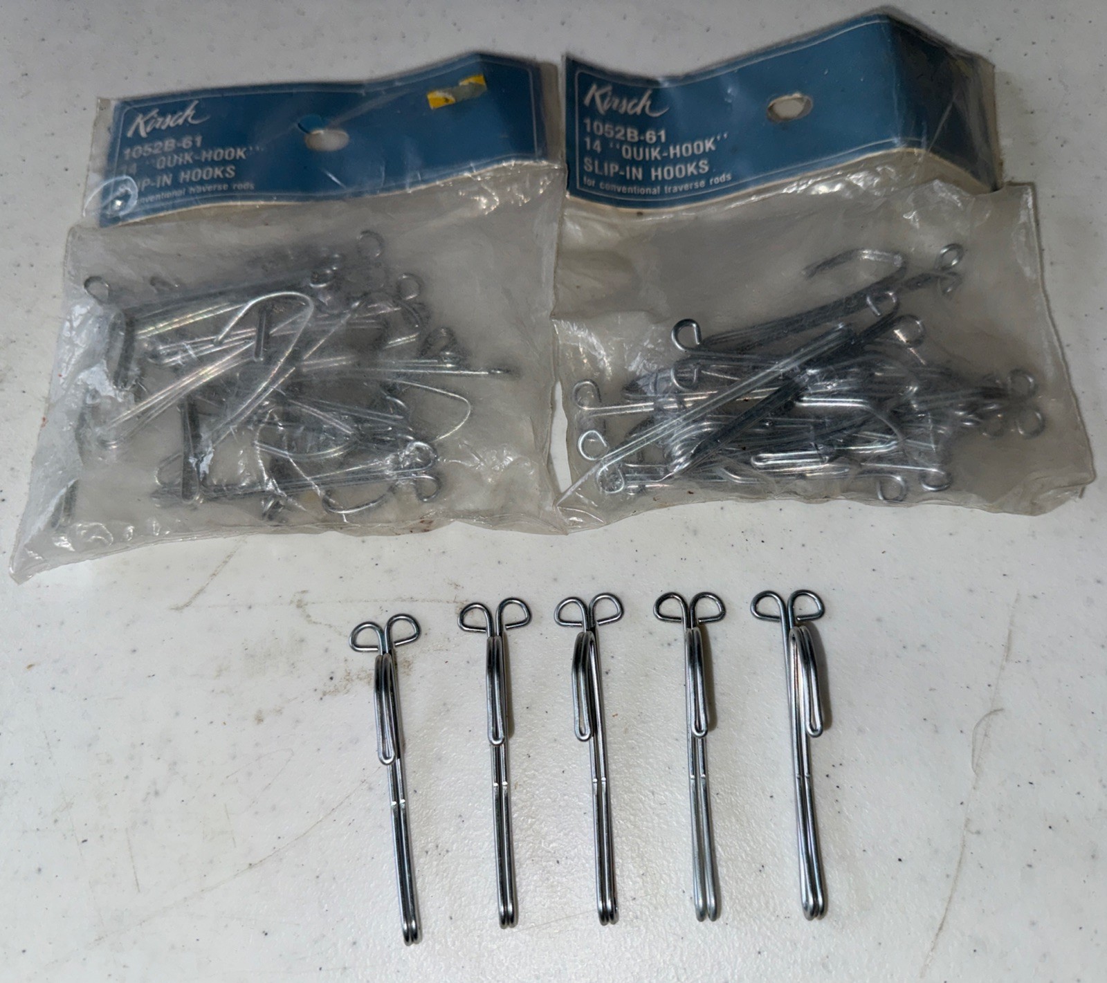 NOS 33 Total Kirsch Drapery Quick Hook Slip-In Hooks for 4″ Traverse Rods
