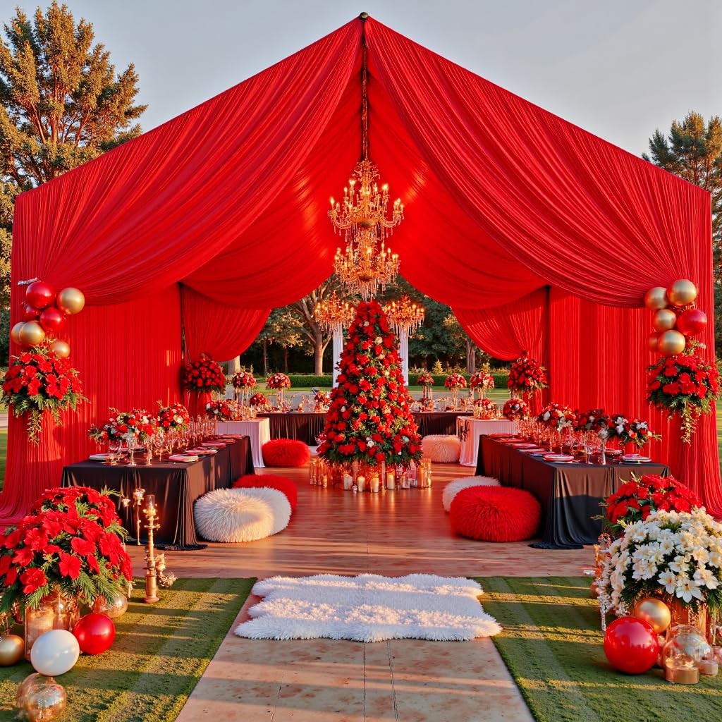 Tent Draping Curtain Red 40ft Ceiling Party