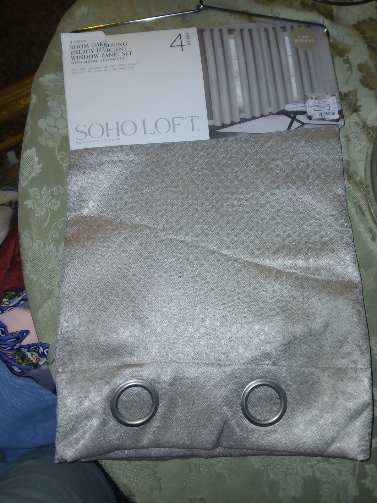 SOHO LOFT 4 Piece Room Darkening Energy Efficient Curtain Panel Set Gray 38×84