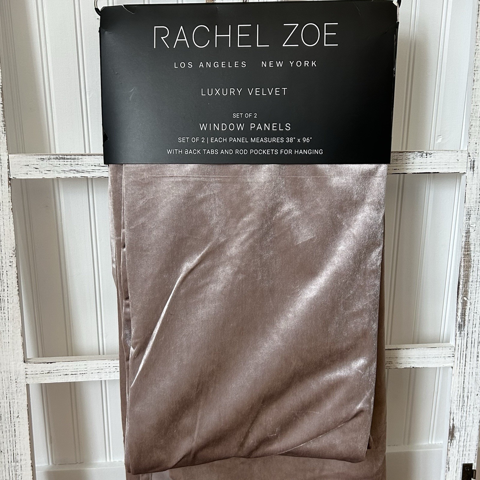Rachel Zoe Luxury Velvet Window Curtain 2 Panel Set 38×96 Tab/Rod Pocket ~ BLUSH