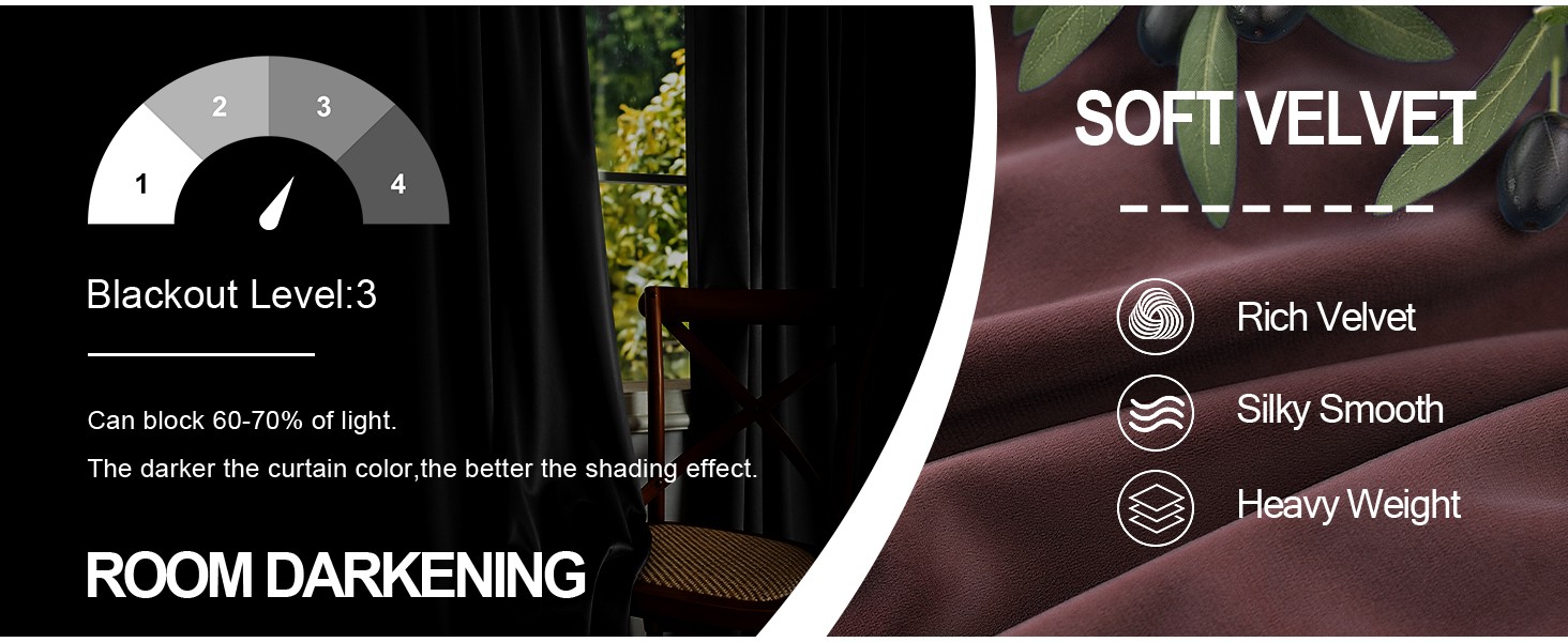 Ruby Wine Velvet Curtains 96 Inches Long for Living Room 2 Panels Light Blocking