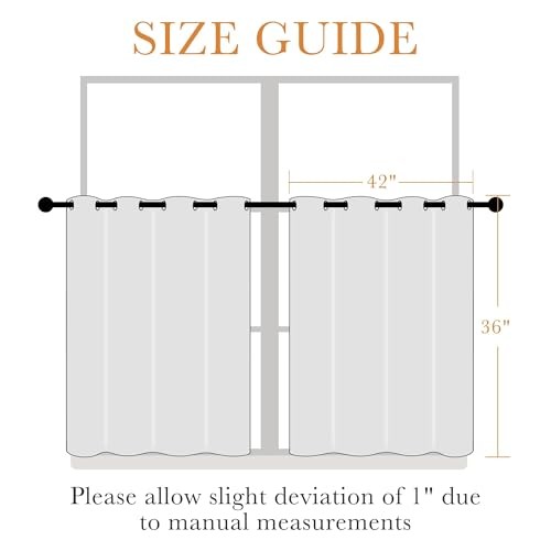 Short Gray Blackout Curtains for Kitchen Over 42″W x 36″L (Pack of 2) Grey