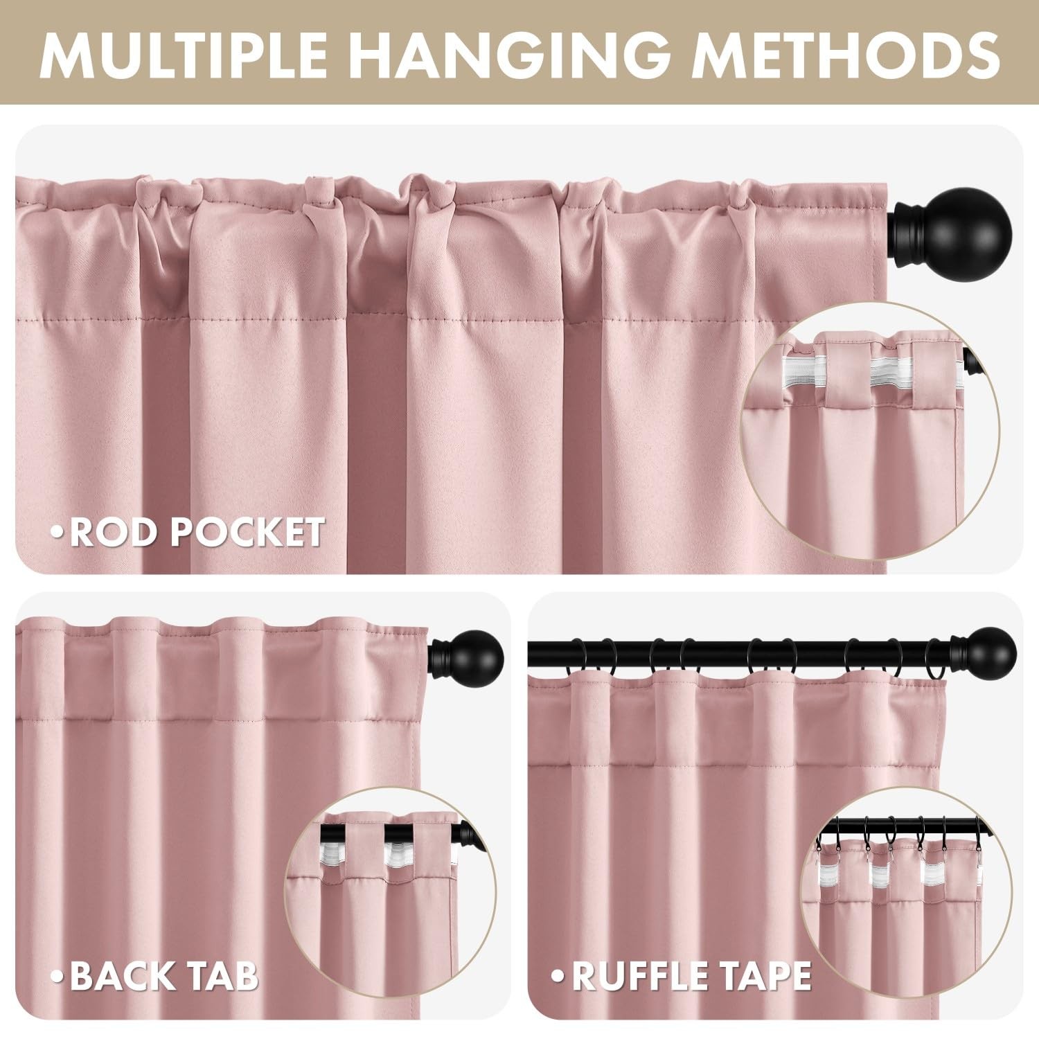 Light Pink Blackout Curtains Nursery Bedroom 84 Inches Long 2 Panels, Baby Pi…