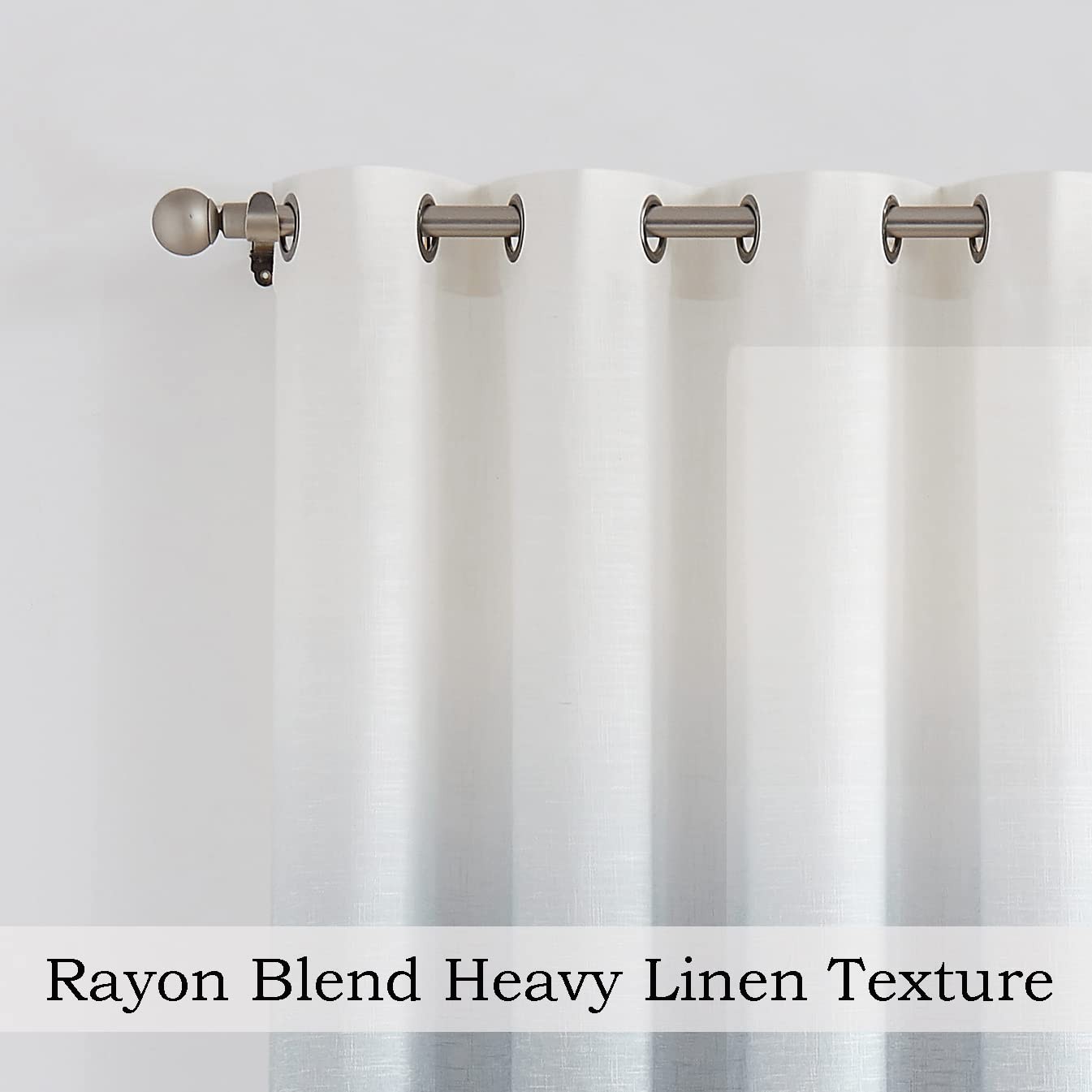 Ombre Rayon Blend Heavy Linen Texture Window Curtain Panel 6 Grommets Top Gra…