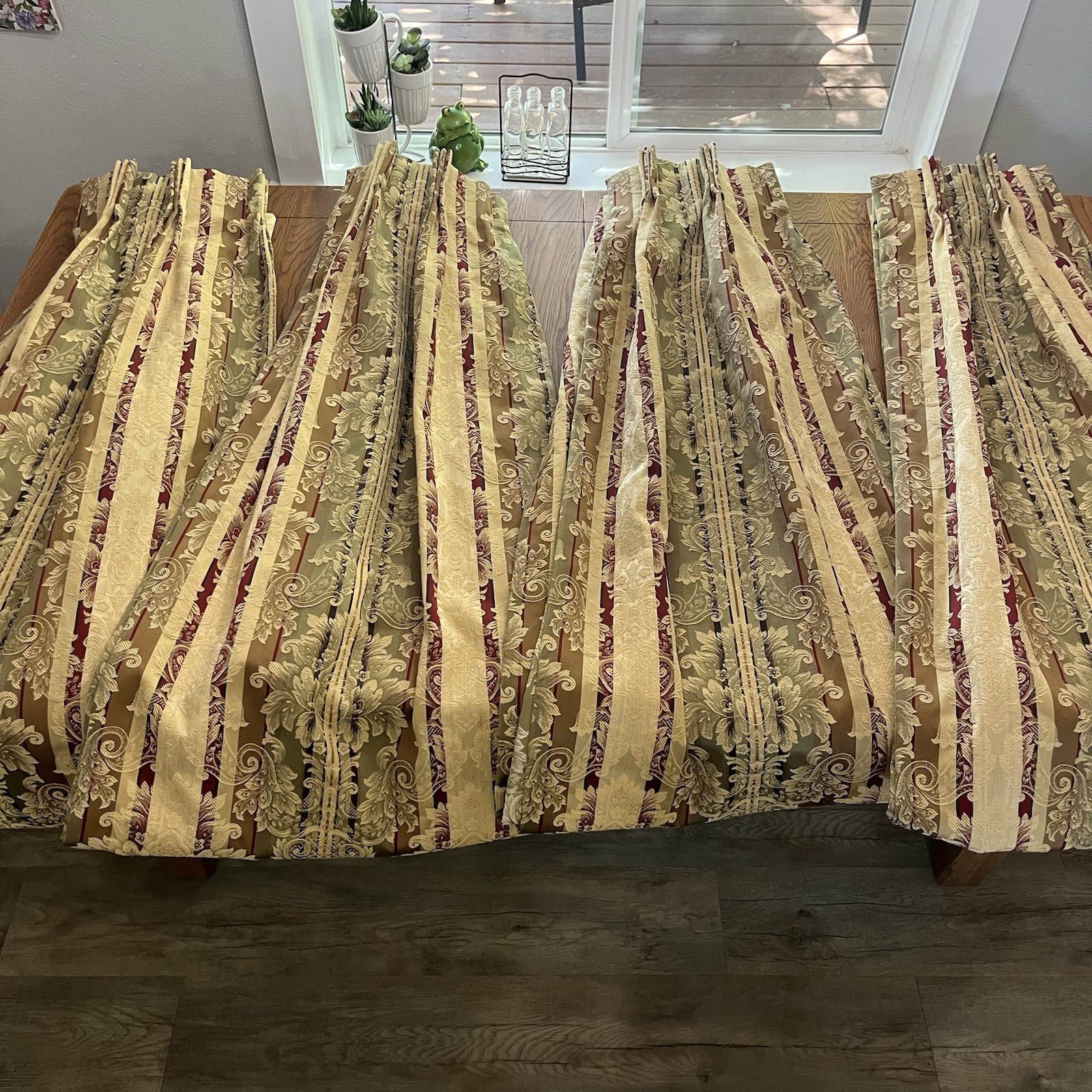 4 Pinch Pleat Drapery Panels Heavyweight Jacquard Brocade Floral Scroll 45×96