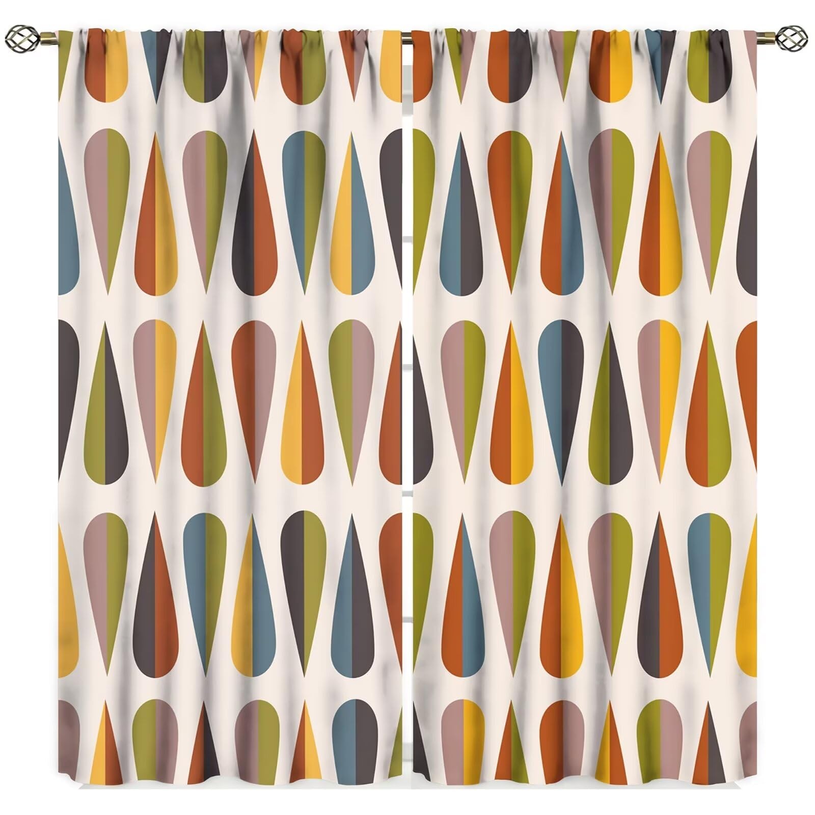 Yearn Jear Mid Century Curtains Modern Colorful Abstract Geometric Drop Shapes