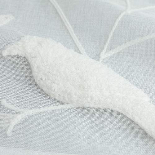 Bird Embroidered Kitchen Valances, White Sheer 60″W x 14″L (Pack of 1) Birds
