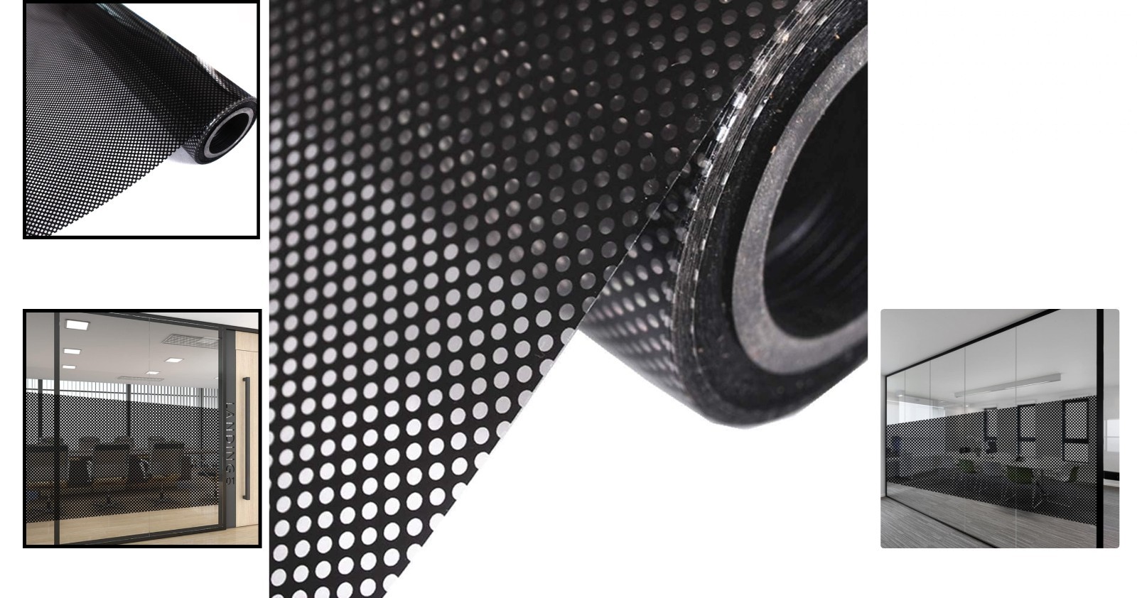 One-way Perforated Black Vinyl Privacy Window Film Electrostatic Adhesive Glass