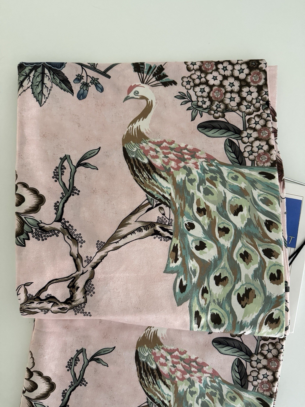 CALLISTO Window Curtains 2 Panels 38” X 84″ Peacock Birds Drapers Back Top Blush