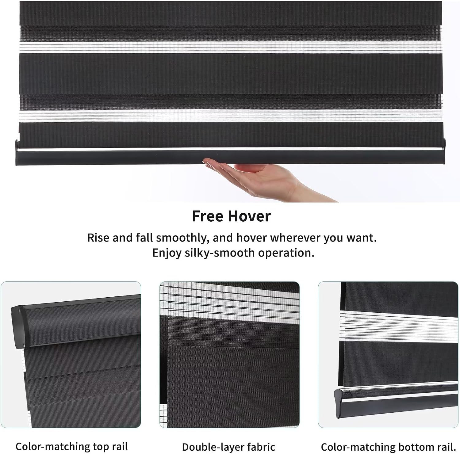 Cordless Zebra Blinds with Free-Stop Function – Dual Layer Light Filtering & Pri