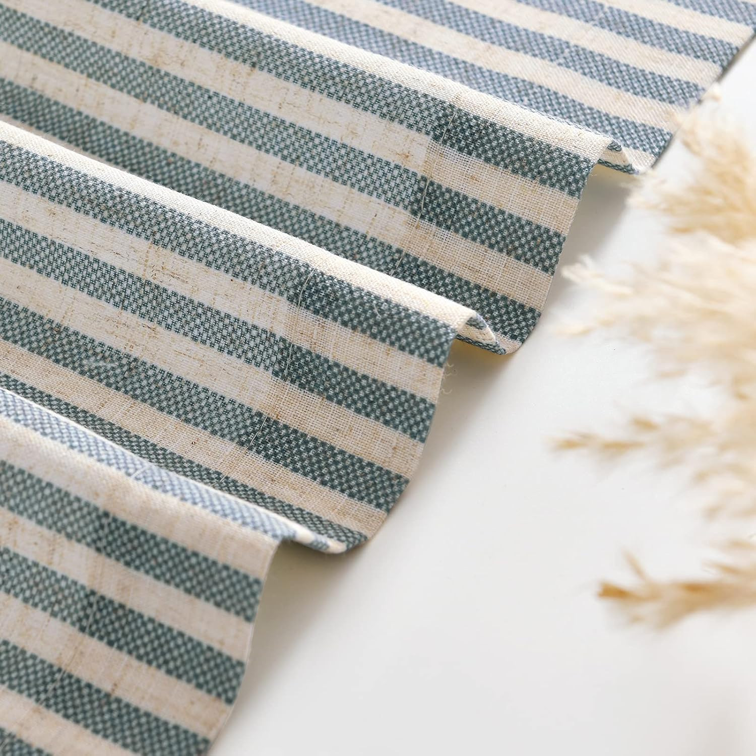 Kitchen Valance Linen Stripe Short Farmhouse Country Rustic Tickingstripe Light
