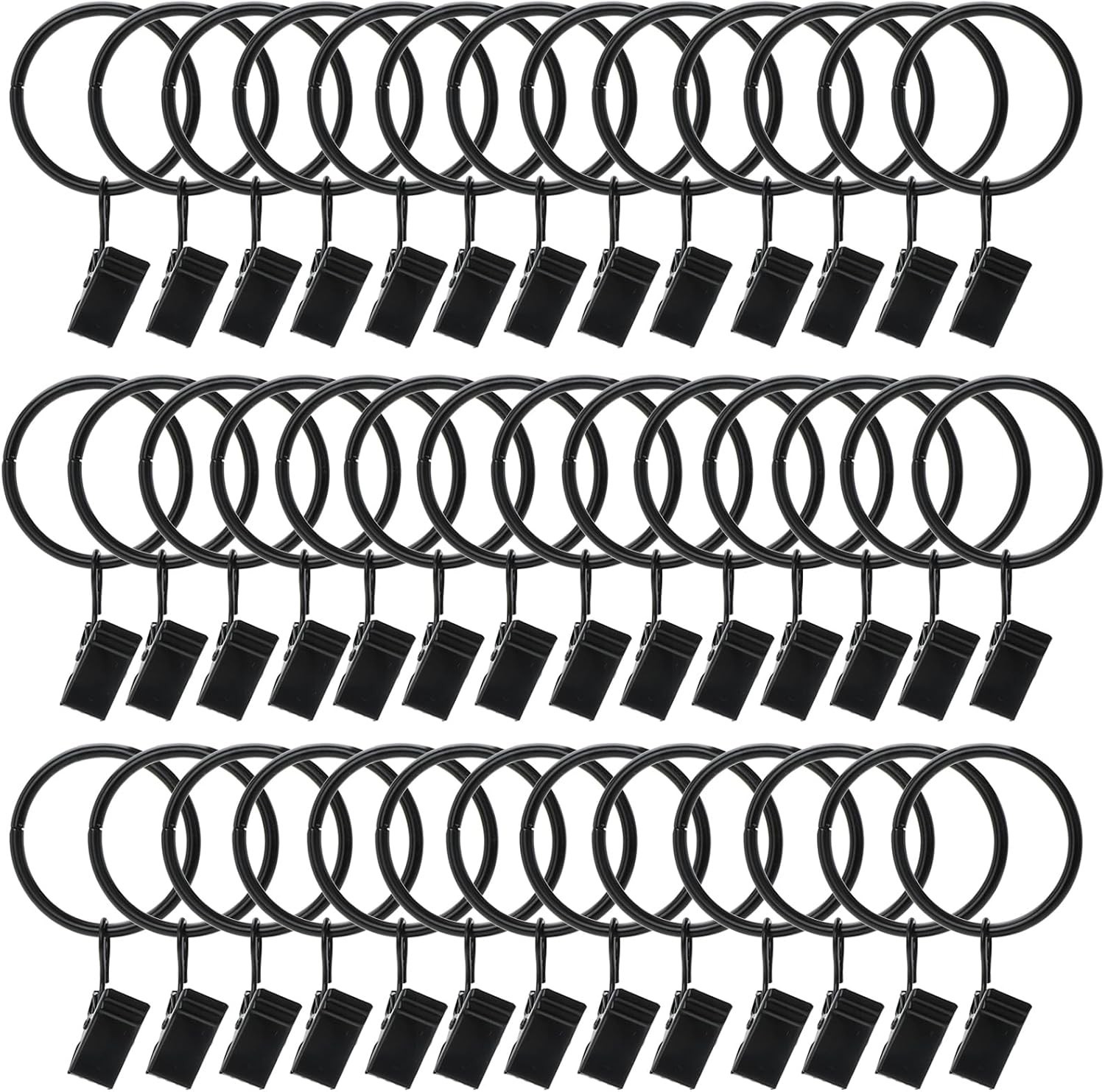 40 Pack Metal Curtain Rings with Clips, Drapery Clips with Rings, Curtain Han…
