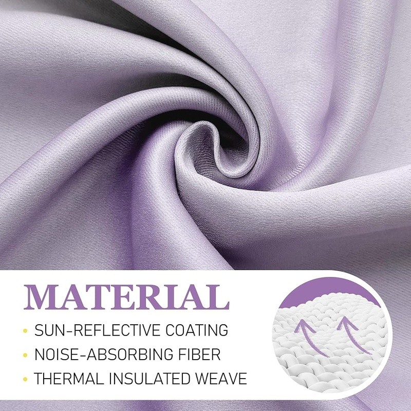 100% Blackout Ombre Curtains Set Thermal Insulated Noise Reducing Grommet Panels
