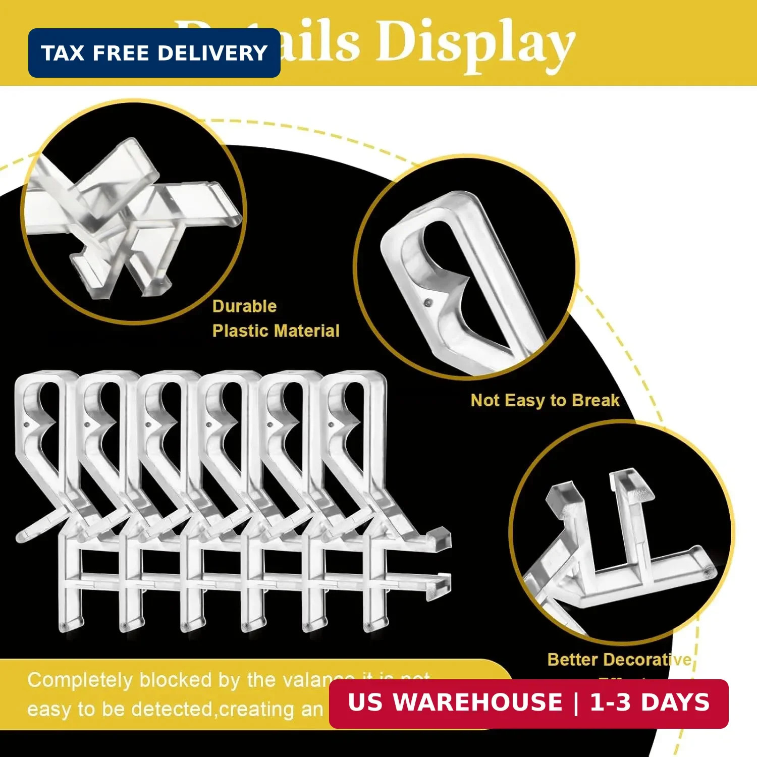 20 Pcs Hidden Channel Valance Clips for Blinds, 1-7/8Inch Clear Blind Clips for