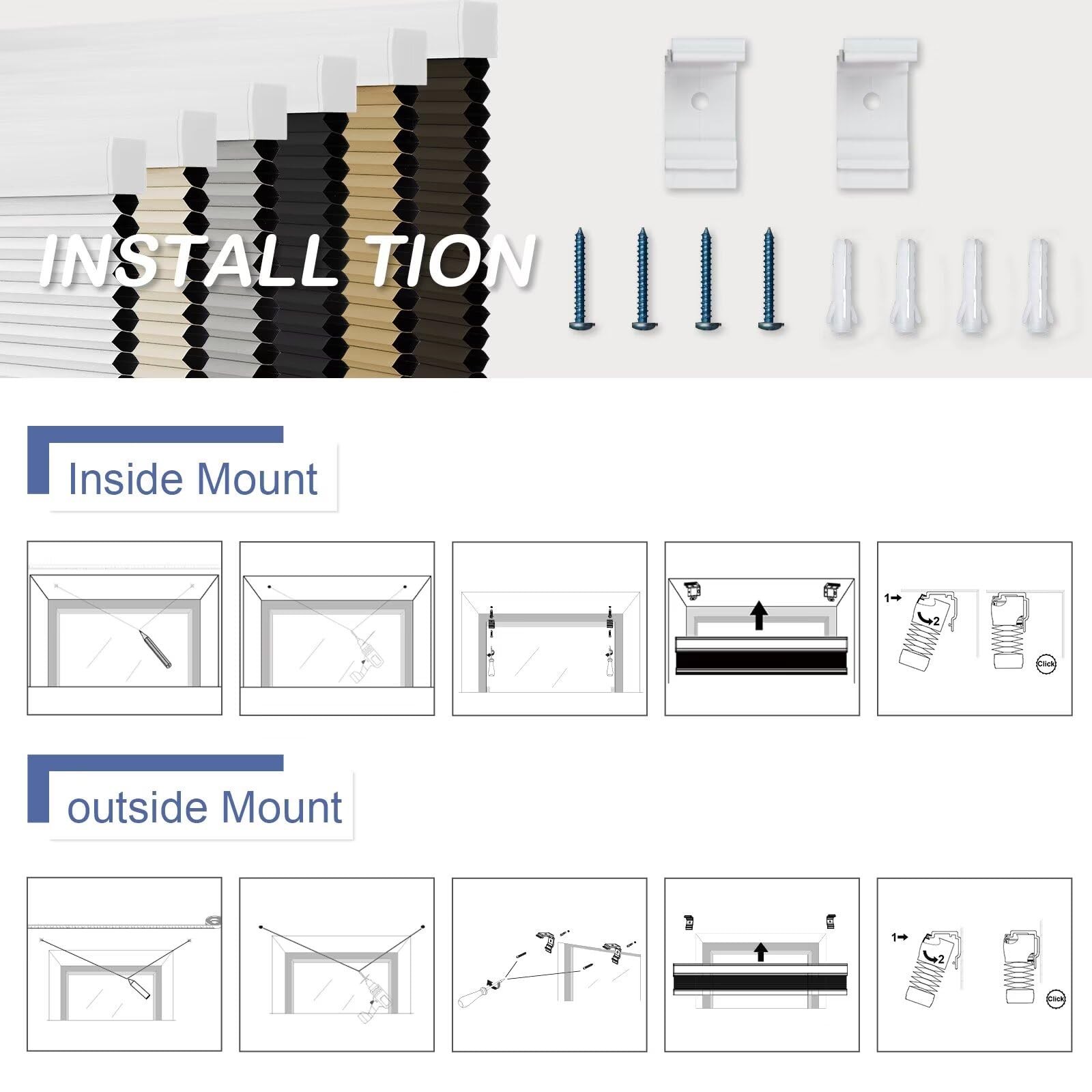 Myshade Cordless Cellular Window Shades No Tools No Drill Blackout Blinds For