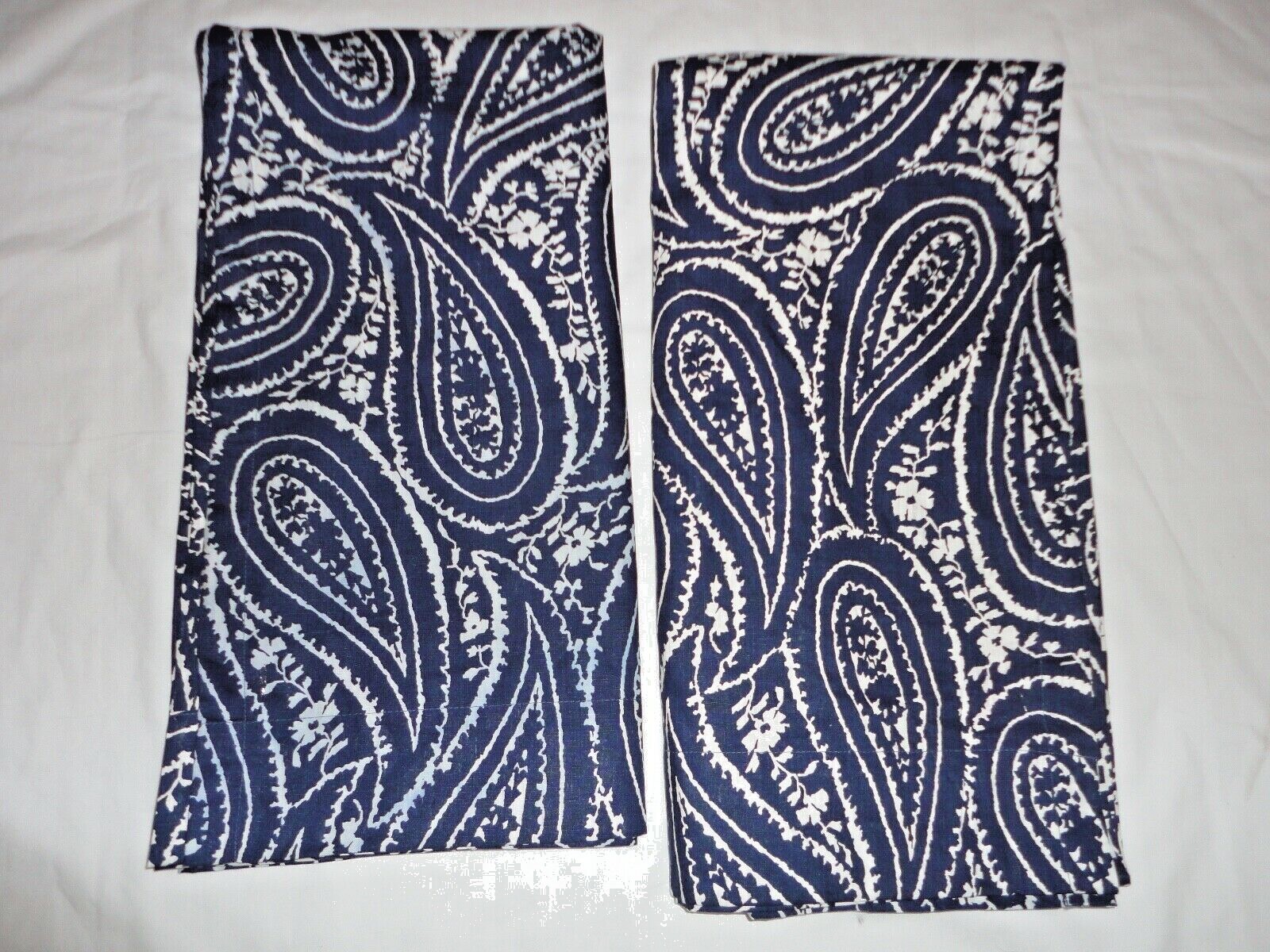 CHAPS ALLISTAR BLUE & WHITE PAISLEY MEDALLION (2) UNLINED CURTAIN PANELS 42 X 82