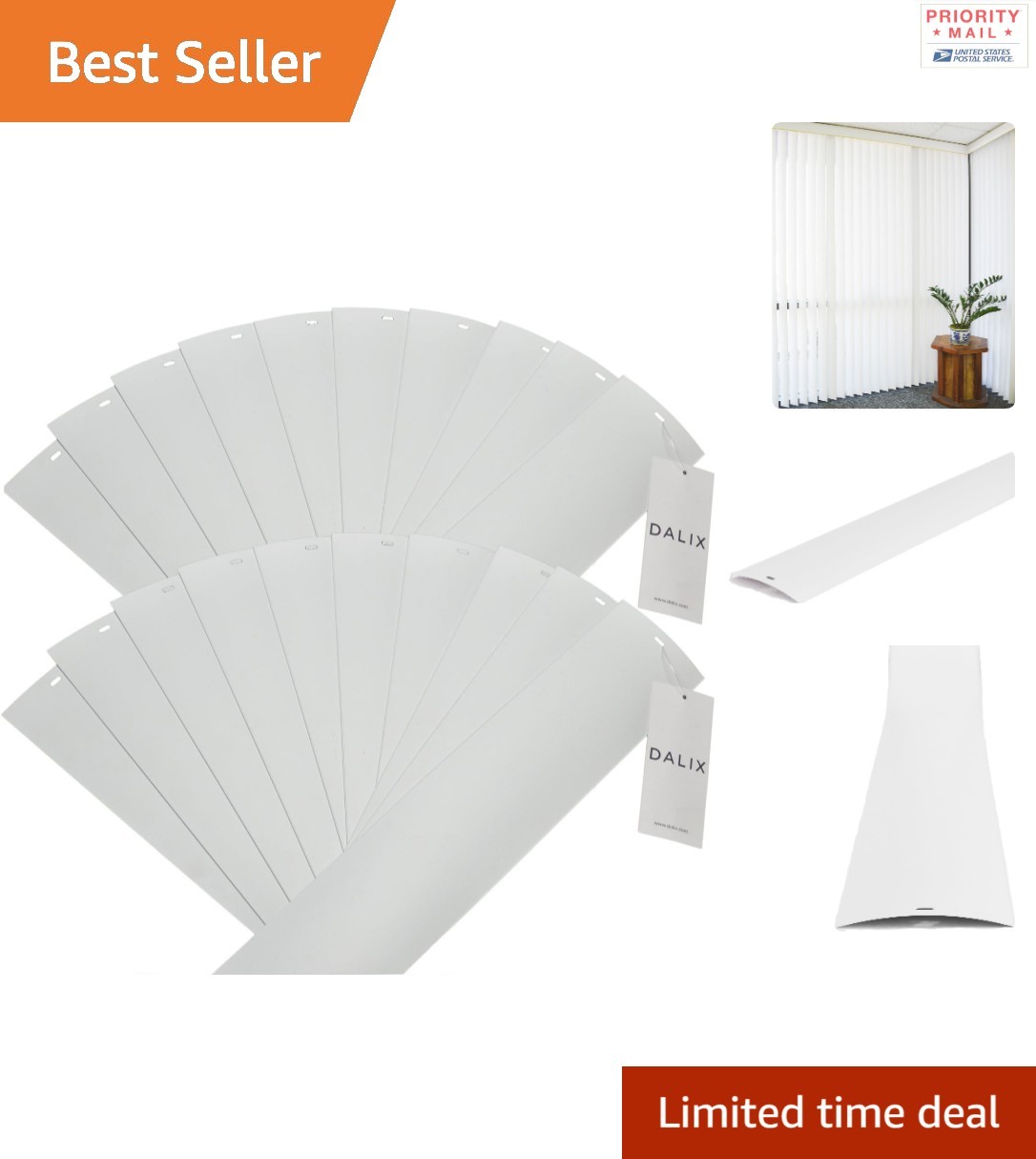 Large PVC Vertical Blind Replacement Slats White Curved 82.5 x 8.9 cm 20-Count