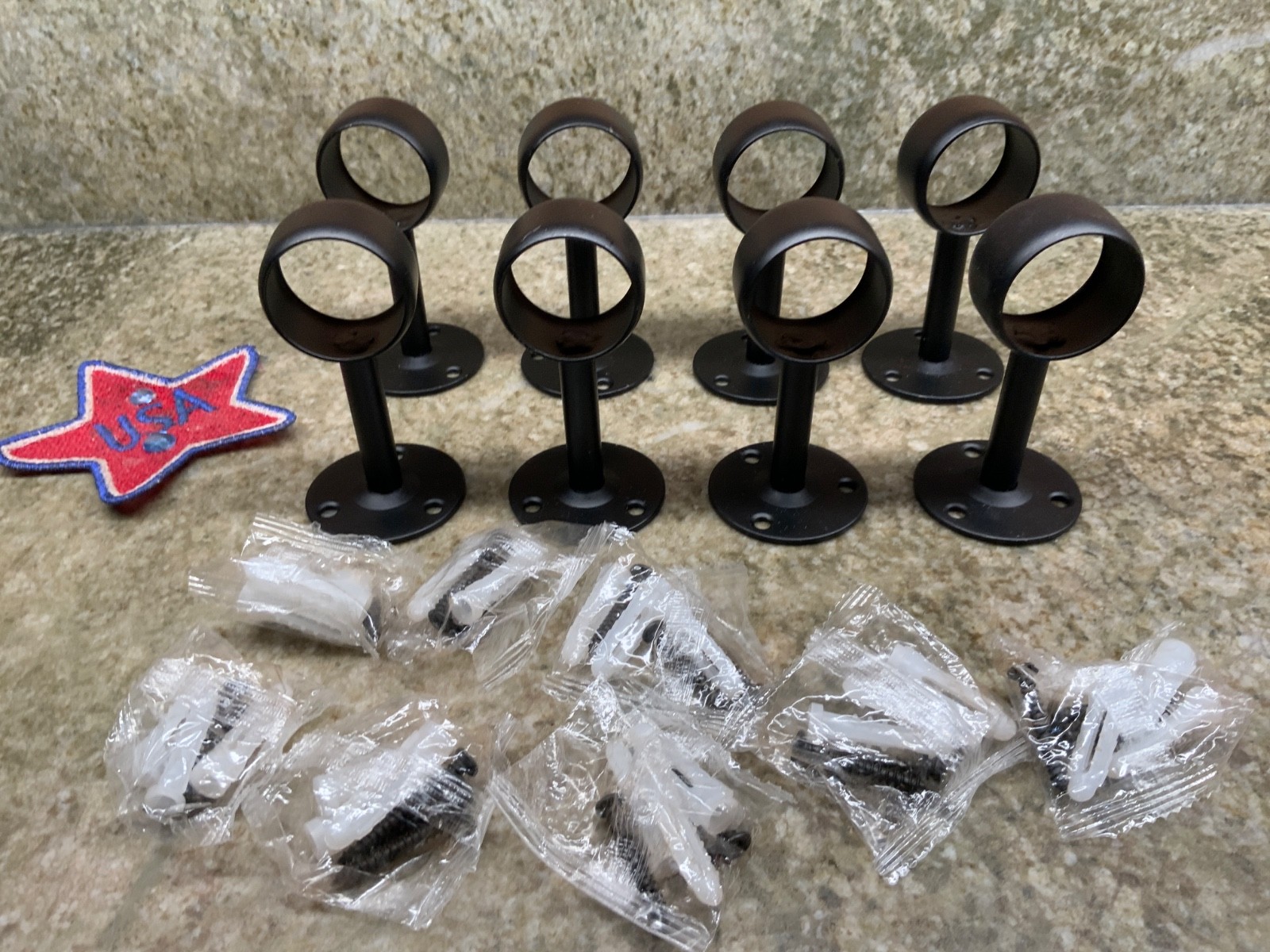 Ceiling-Mount Curtain Bracket Holders for 1 1/4-Inch Rod 8 PCS Black