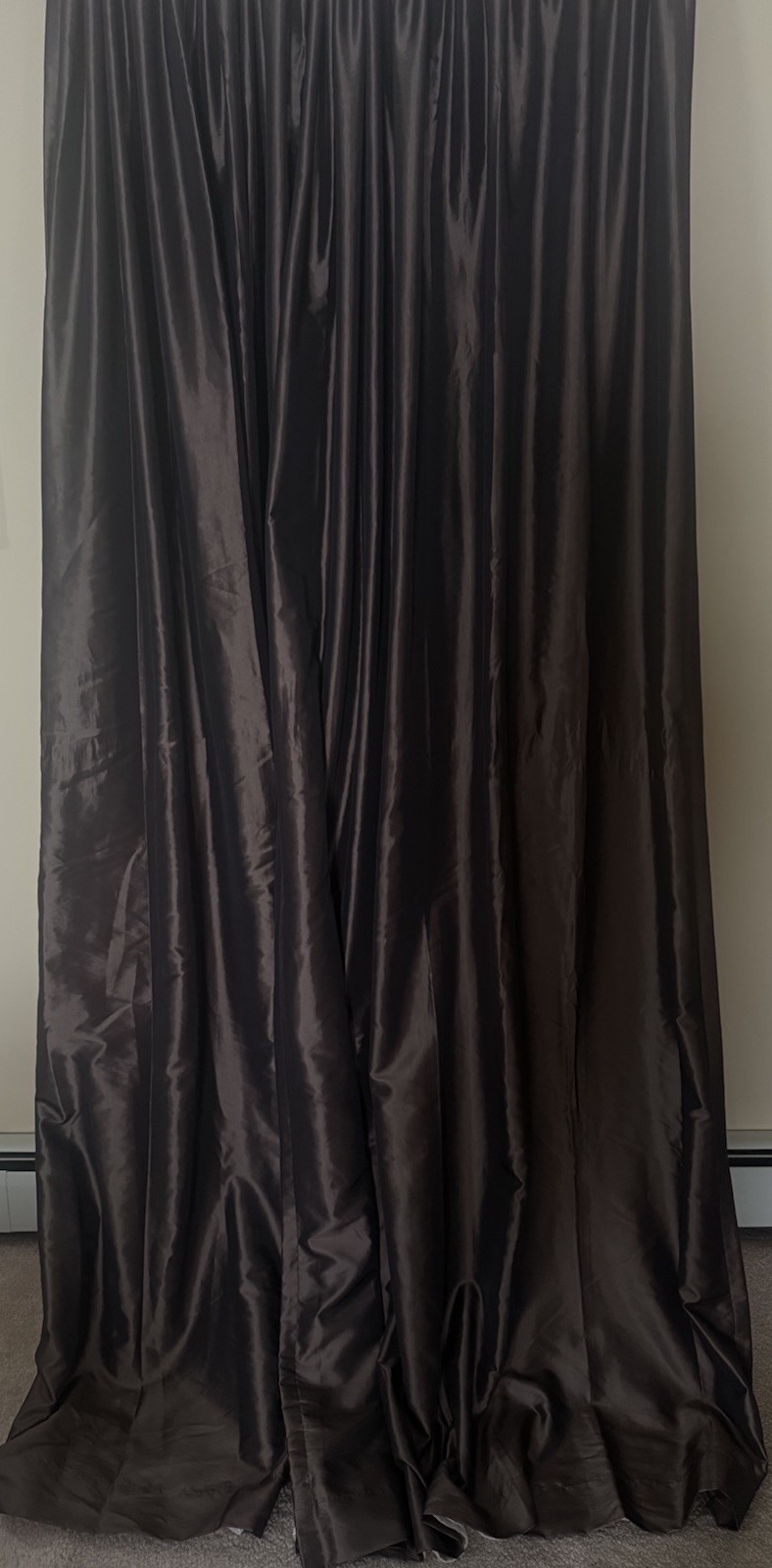 4 Peri Home Silk Style Dark Brown Lined Panels Drapes Curtains Interlined 94X54