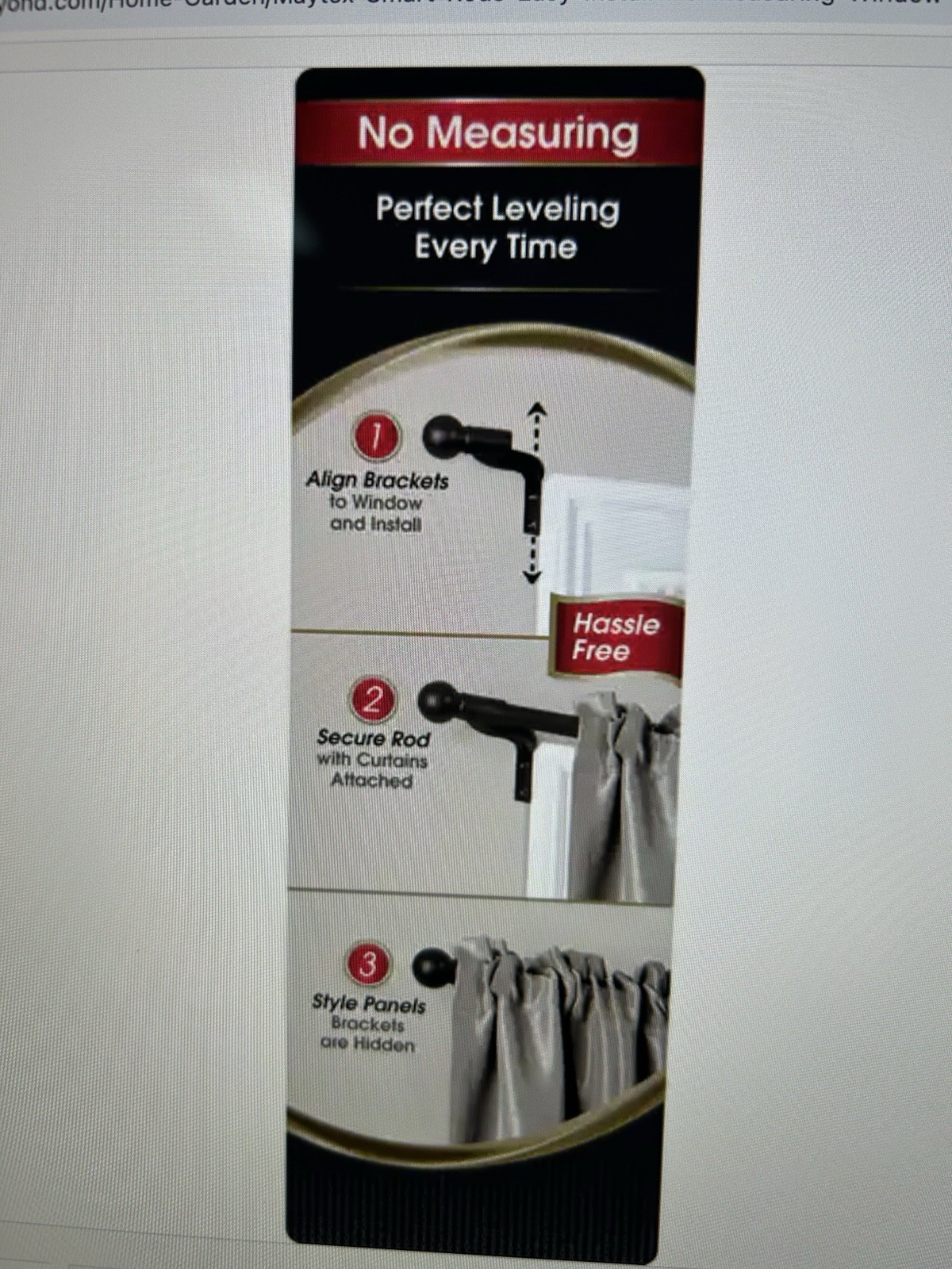 Matted Smart Rods Easy Install No Measuring Cafe Rod Black