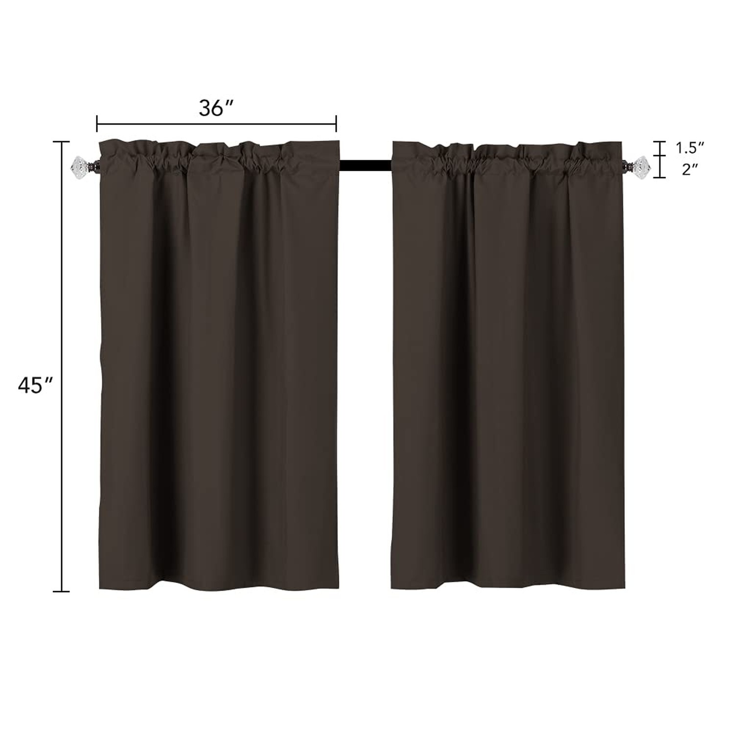 Easy Home 2 Panels Blackout Tier Curtain with Rod Pocket for Kitchen, Bathroo…
