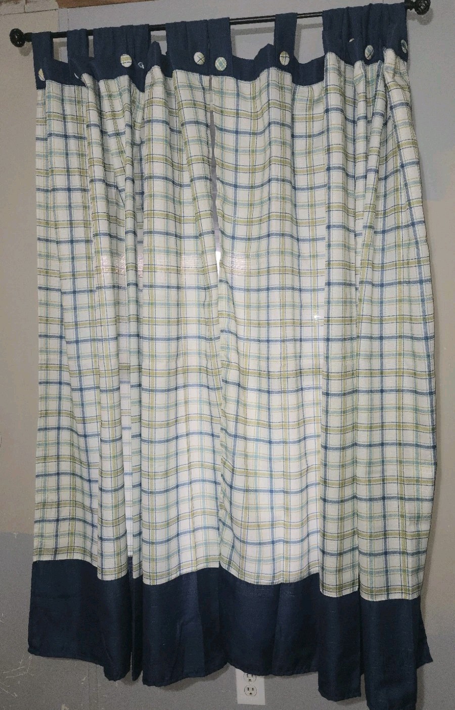 Unbranded Baby Blue Green Checkered Window Curtain Panels 66×15 Set (4)