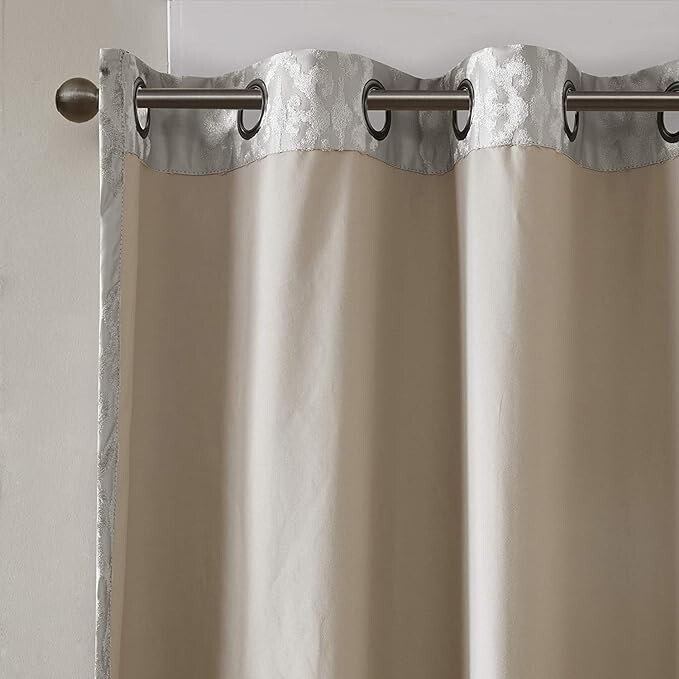 SunSmart Mirage Jacquard Damask Blackout Grommet Top 1 Curtain 50″W X 108″L Gray