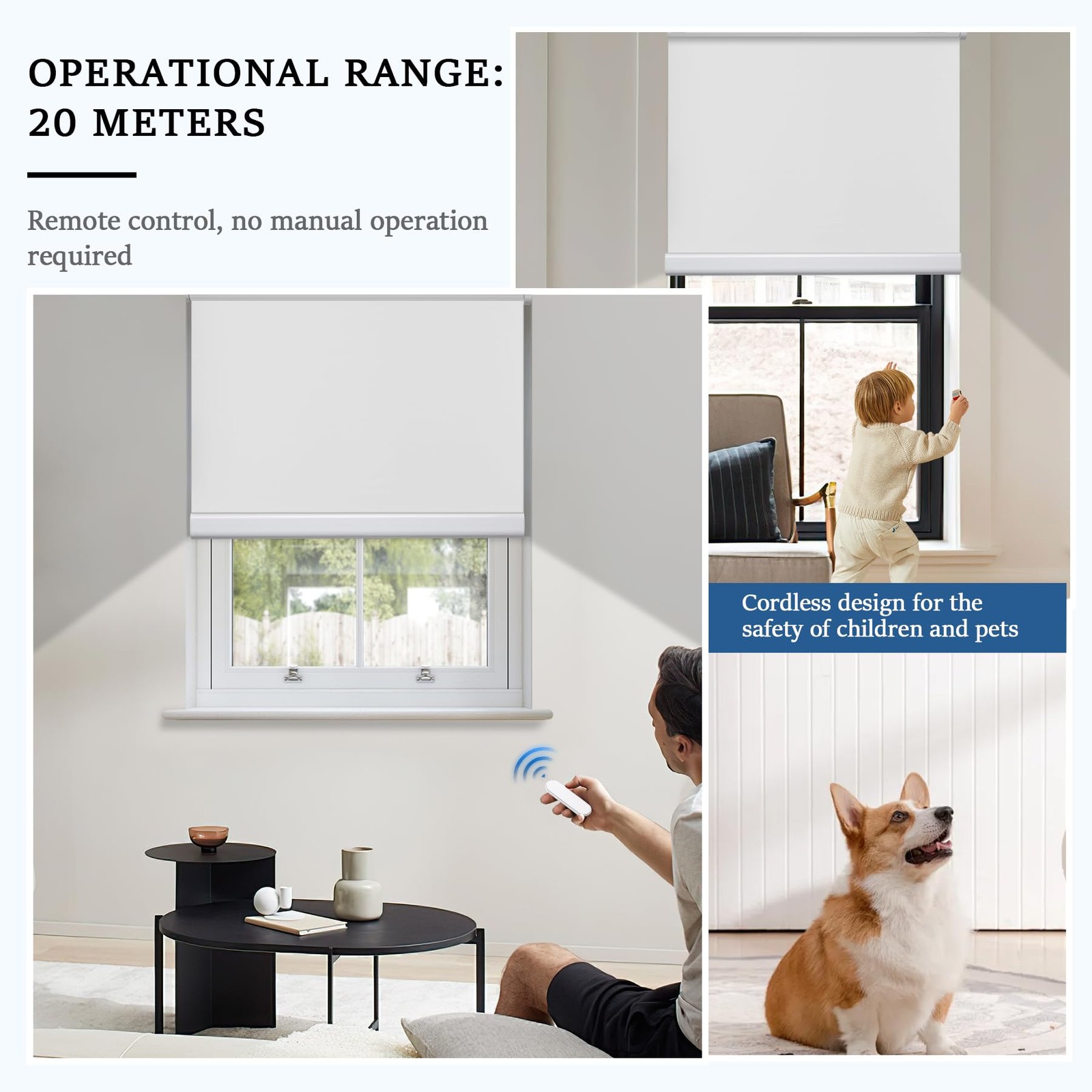Grandekor Motorized Blinds Remote Control Blackout Roller Shade Electric Shades
