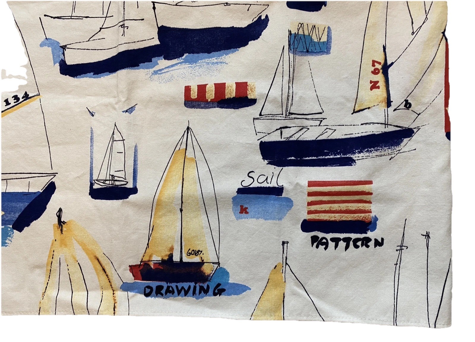 One Panel Tier Covington Nautical Sailboat Curtain 54”L x 26”W Coastal Sailing