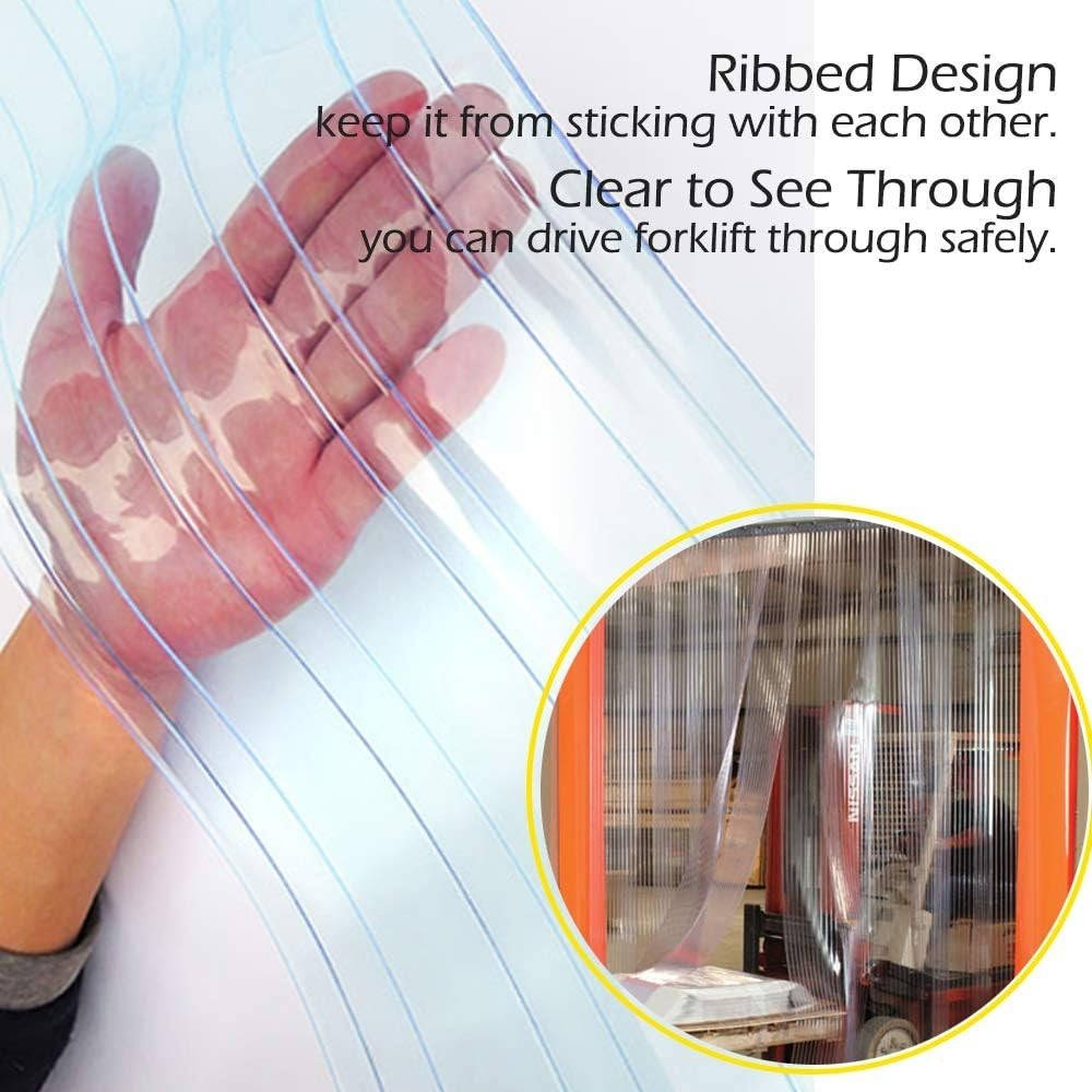 Plastic Vinyl Strip Door Curtain – 148 Feet Clear Ribbed PVC Curtain Bulk Roll,