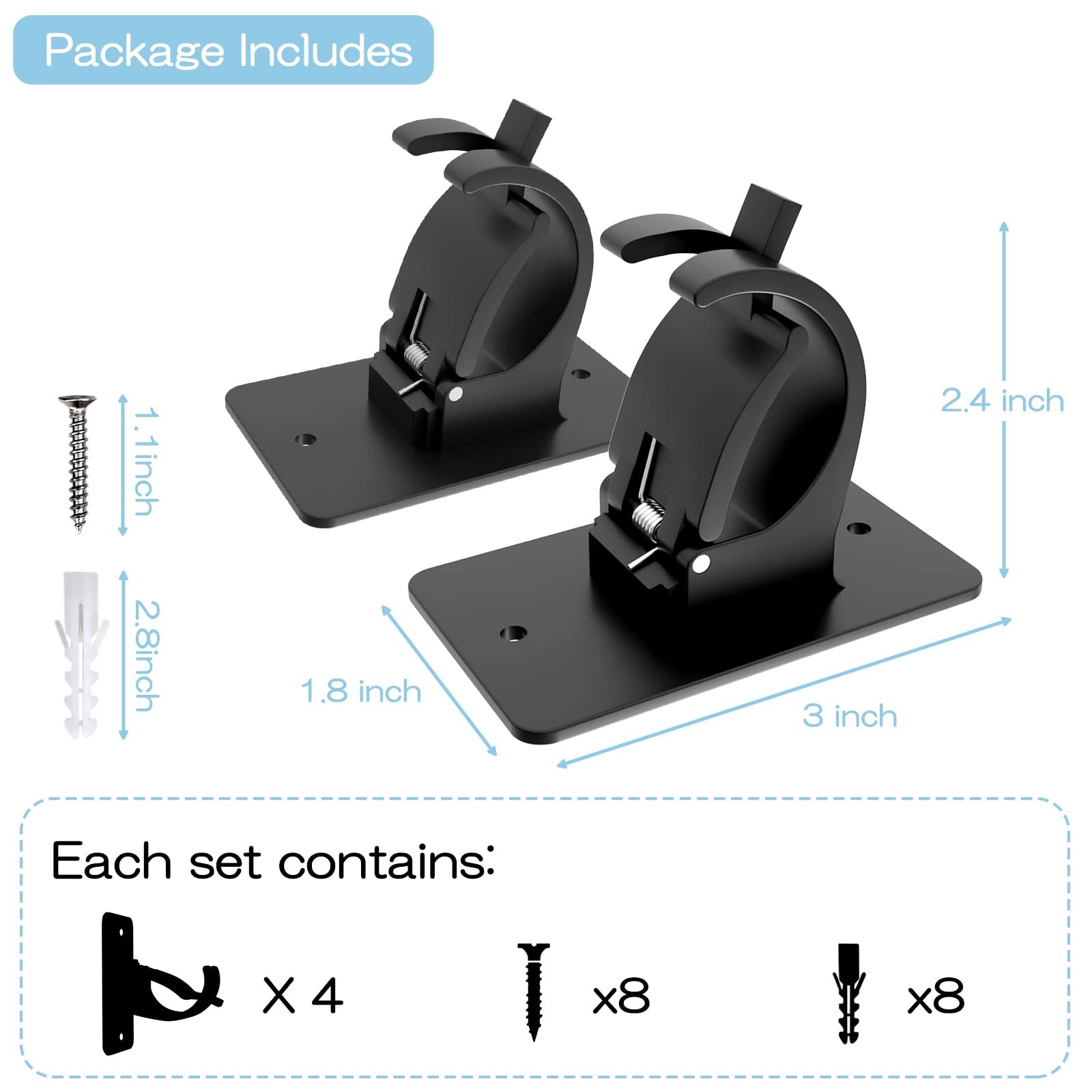 4 Pieces Adhesive Curtain Rod Bracket, Universal Plastic Curtain Rod Holders,…