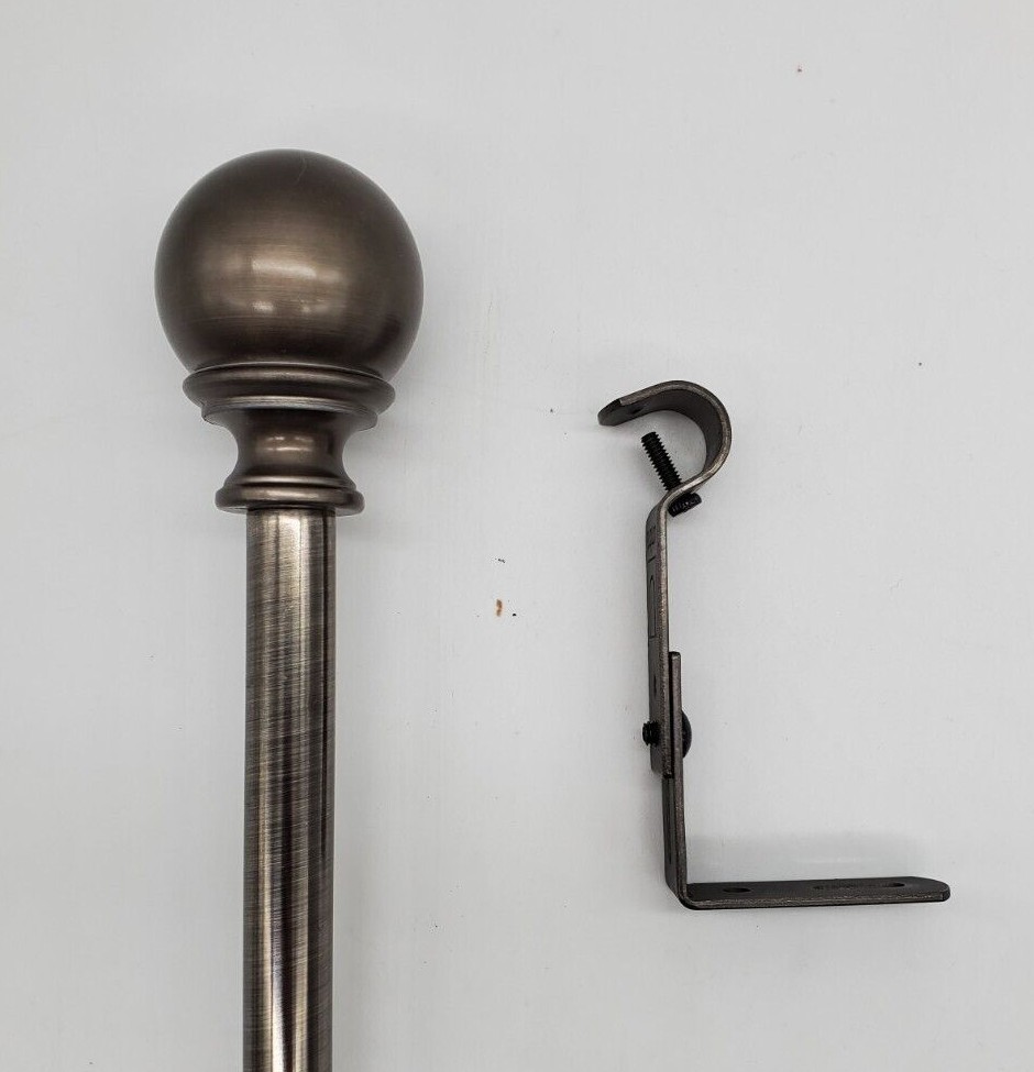 Valley Ball 5/8″ Adjustable Curtain Rod – Pewter – Three Sizes Available