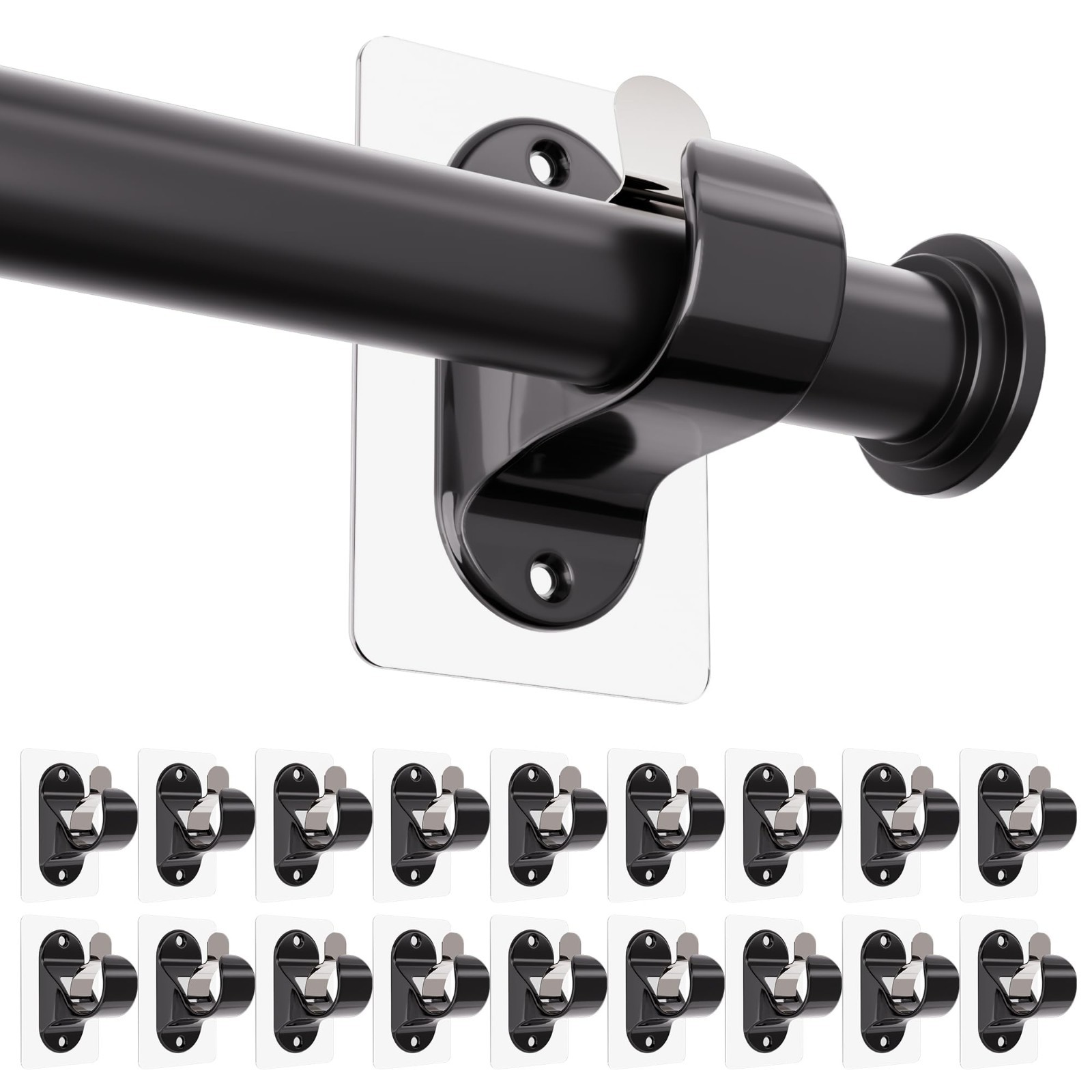 18 Pack No Drill Curtain Rod Brackets – Self Adhesive Heavy Duty Hooks for Home