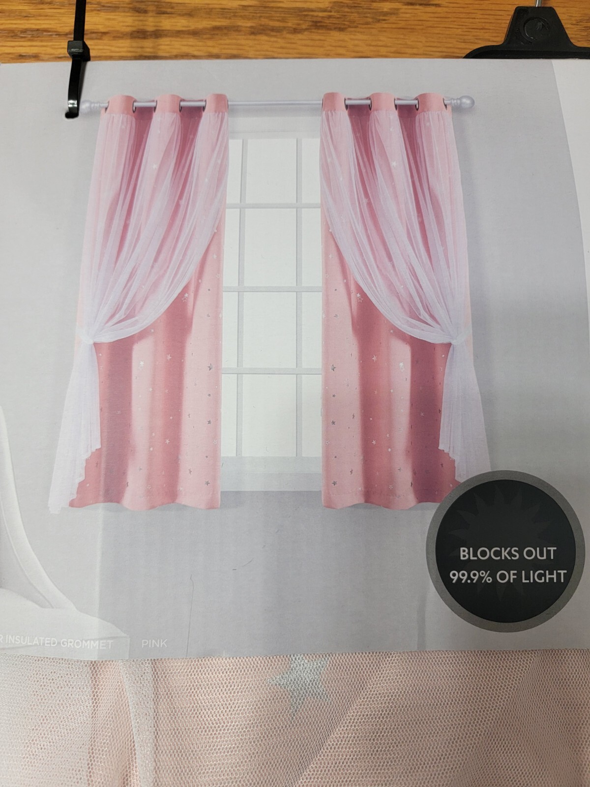 Lush Decor Blackout Insulated Window Curtains Pink with Stars 38×63 each