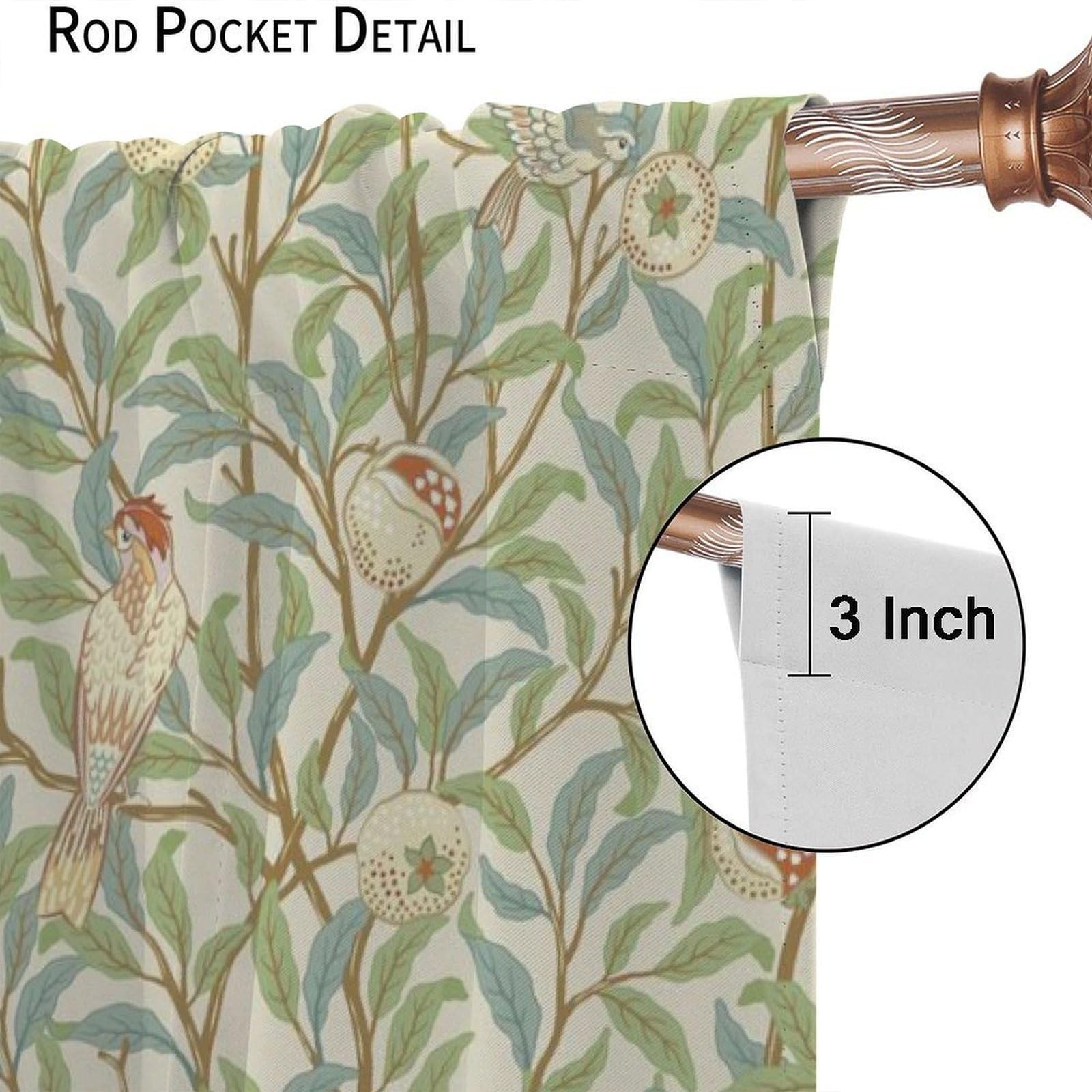William Morris Curtains Vintage Abstract Birds Leaves Blue Green Bohemian Art…