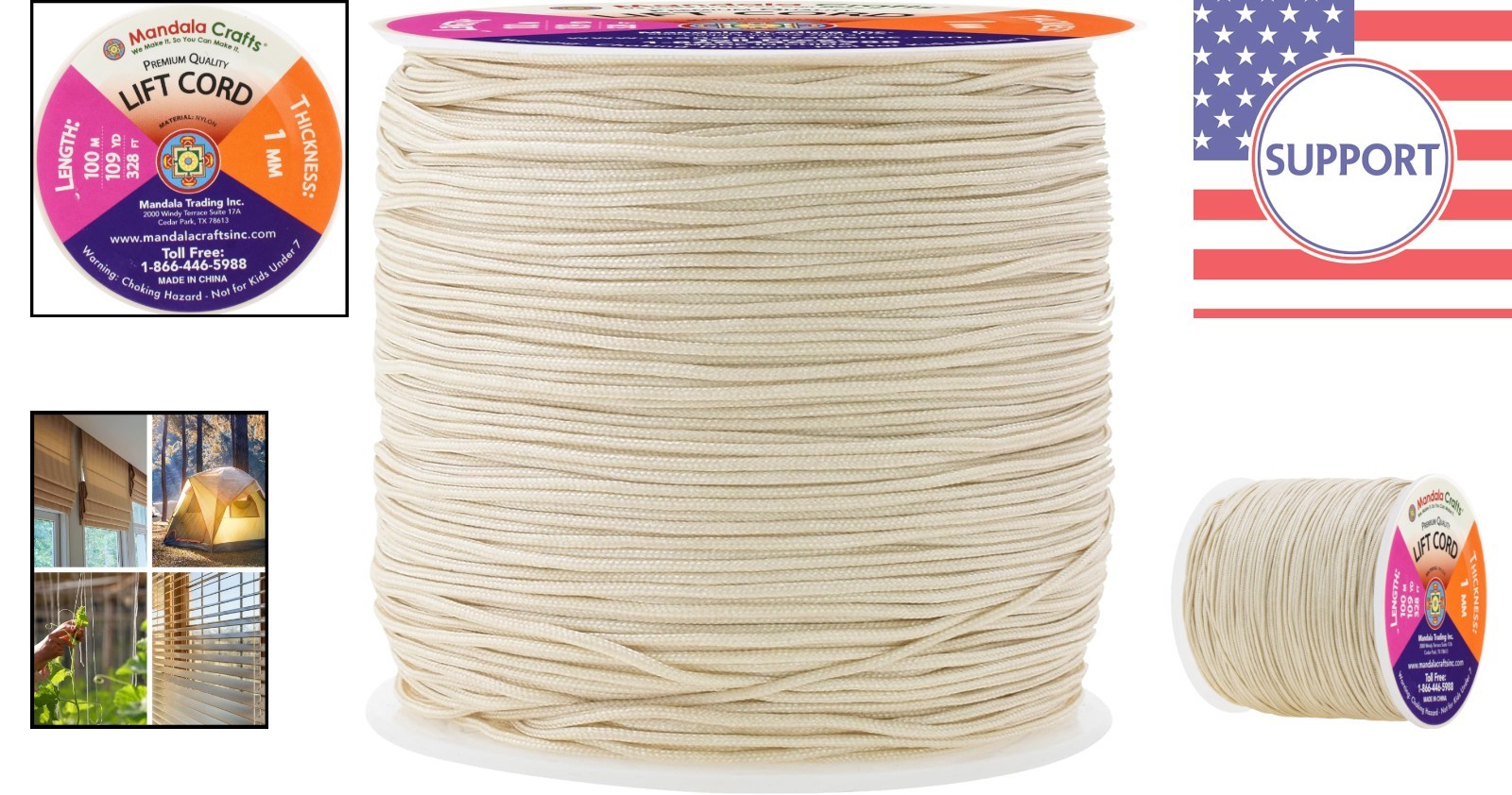 Durable 1mm Egg Shell Replacement Cord – 109 Yards for Window Shades & Crafts