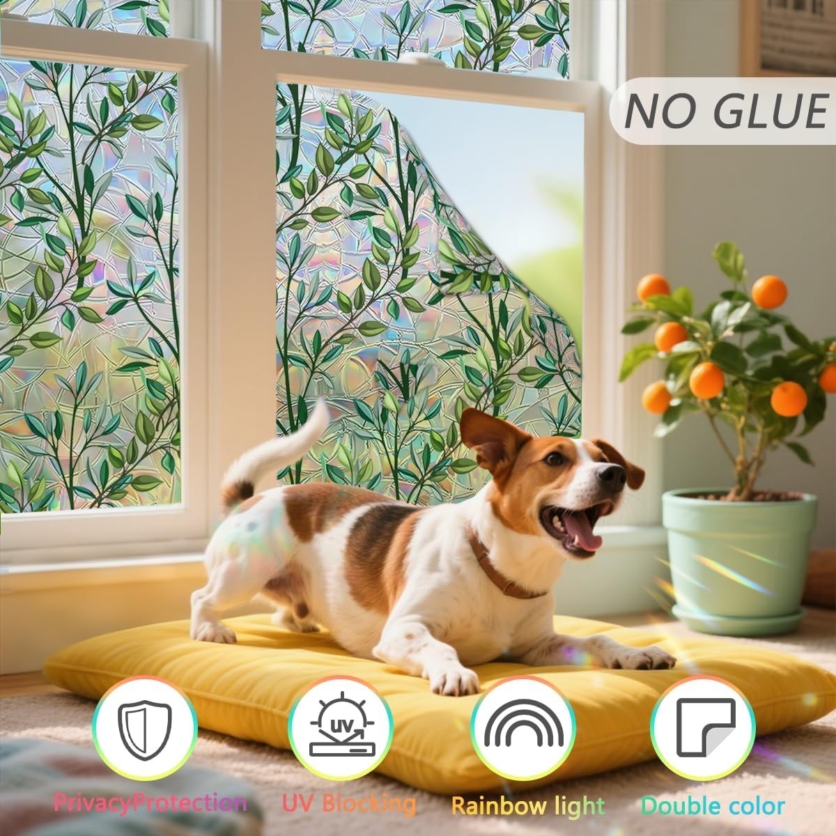 Eco-Friendly Leaf Pattern Window Film – 17.5 x 78.7 Inch Privacy Solution
