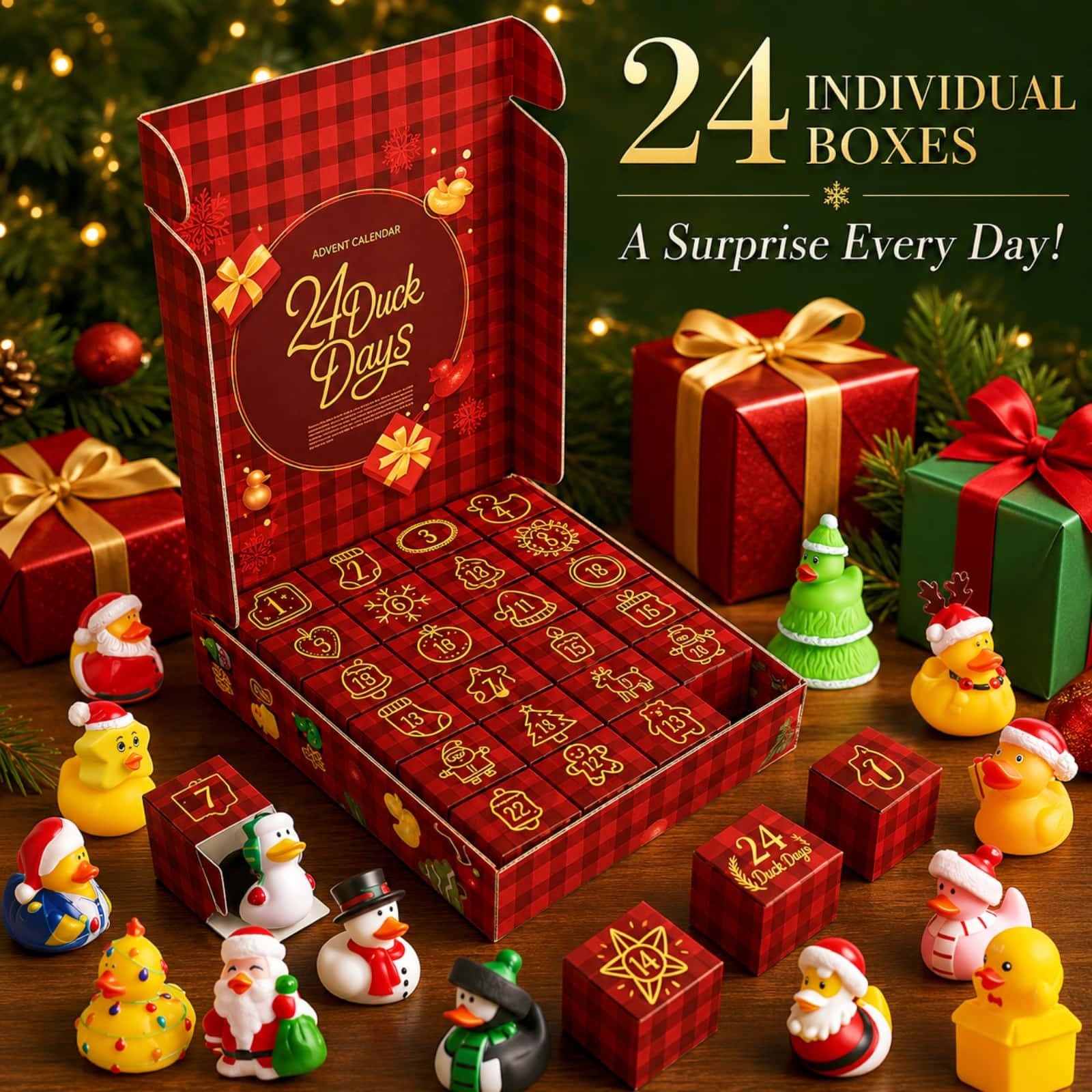 Intever 2026 Advent Calendar Christmas Ducks – 24 Days of Surprise Rubber Duc…