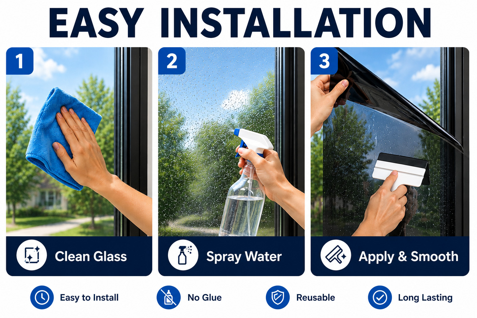 One Way Window Privacy Film See Out Not In Anti UV Heat Control 23.6″ x 9.84FT