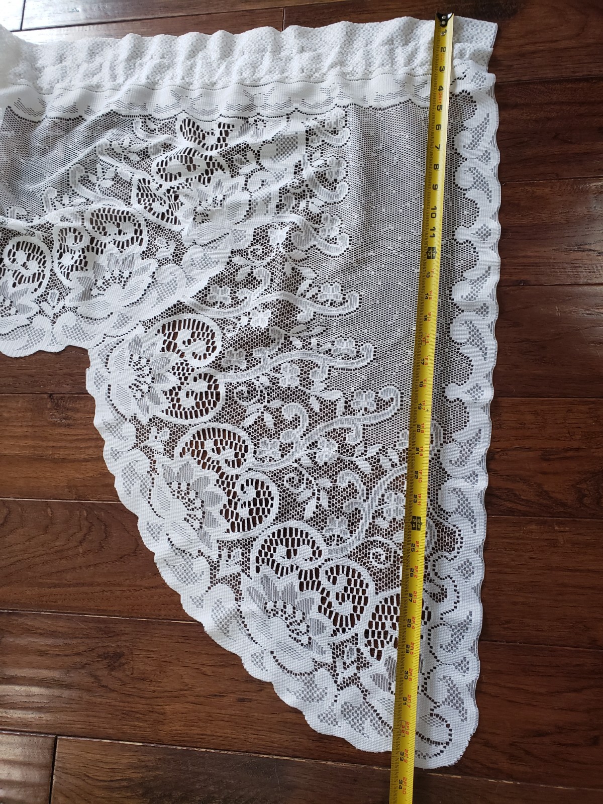 Vintage Filet Lace Curtain Valance Swag Scalloped Cottage Farmhouse 53″ Wide USA