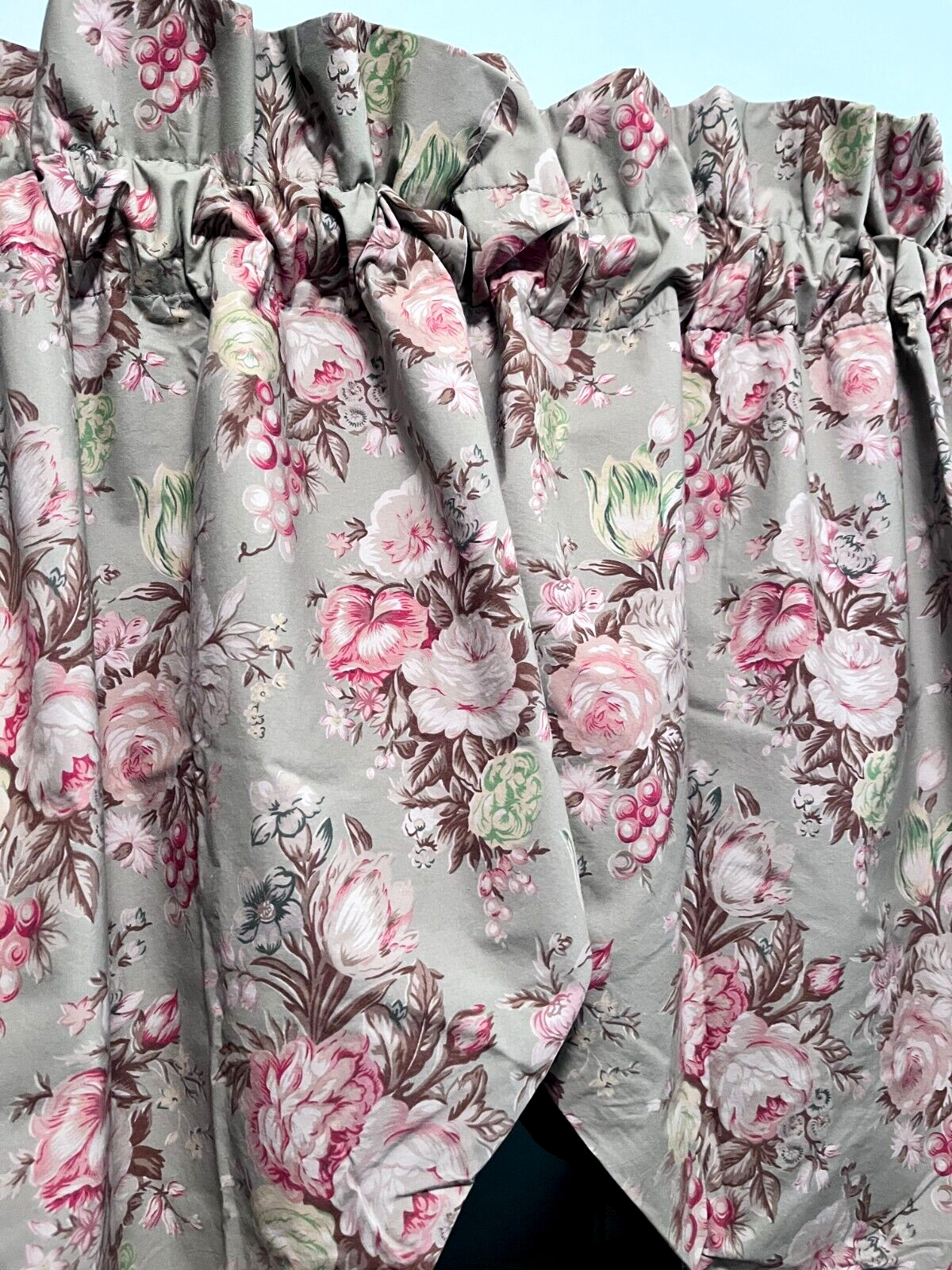JC Penney Cabbage Rose Cottage Floral Light Filtering Lined Rod Pocket Swags EC