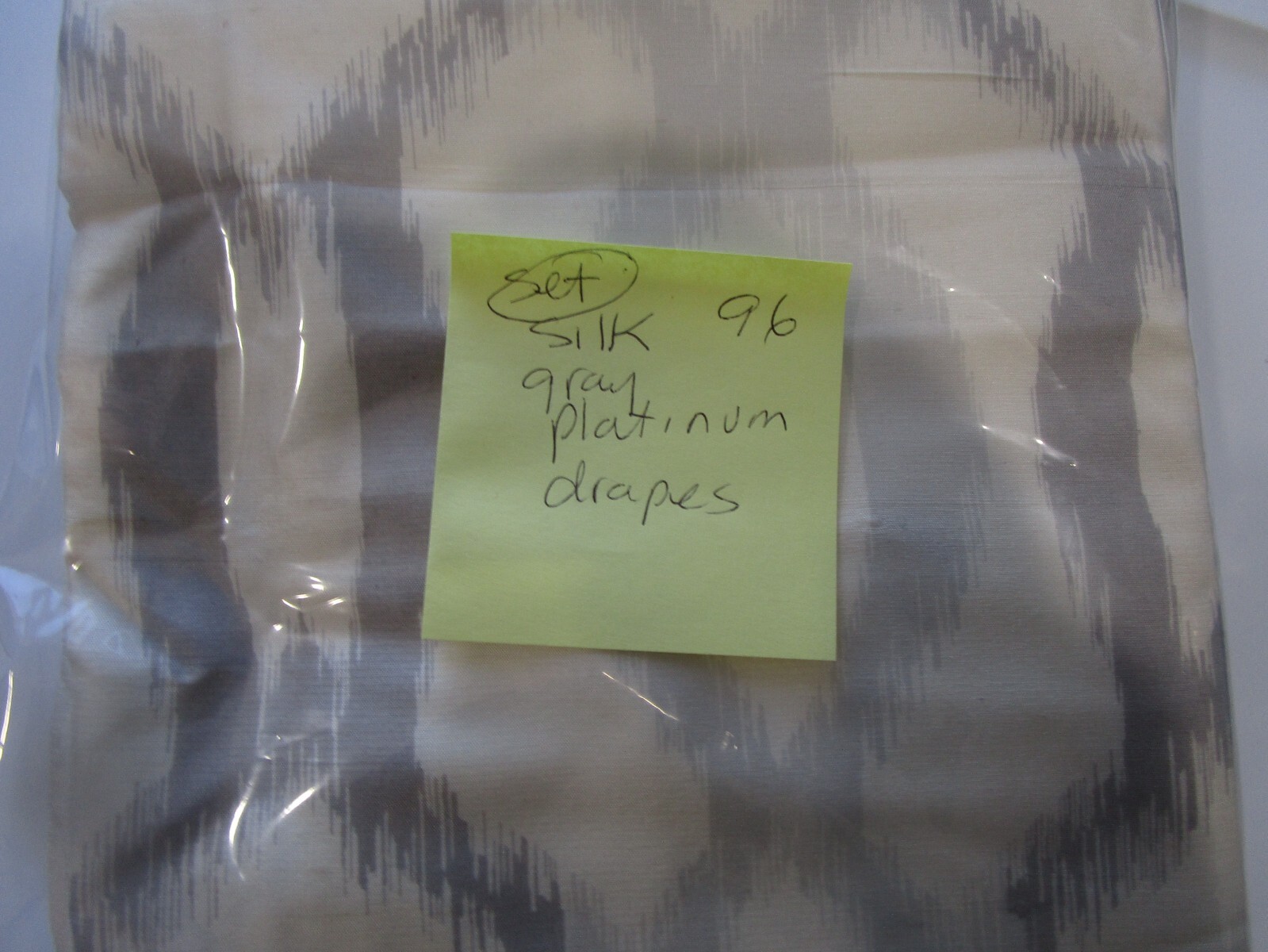 2 West Elm Ikat Links silk Curtains drapes panels 96 platinum gray grey New